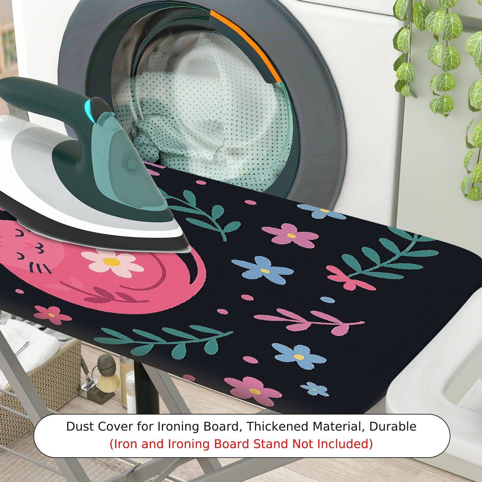 1-Piece Cat Floral Pattern  Ironing Board Cover, Universal Size, Without Board
