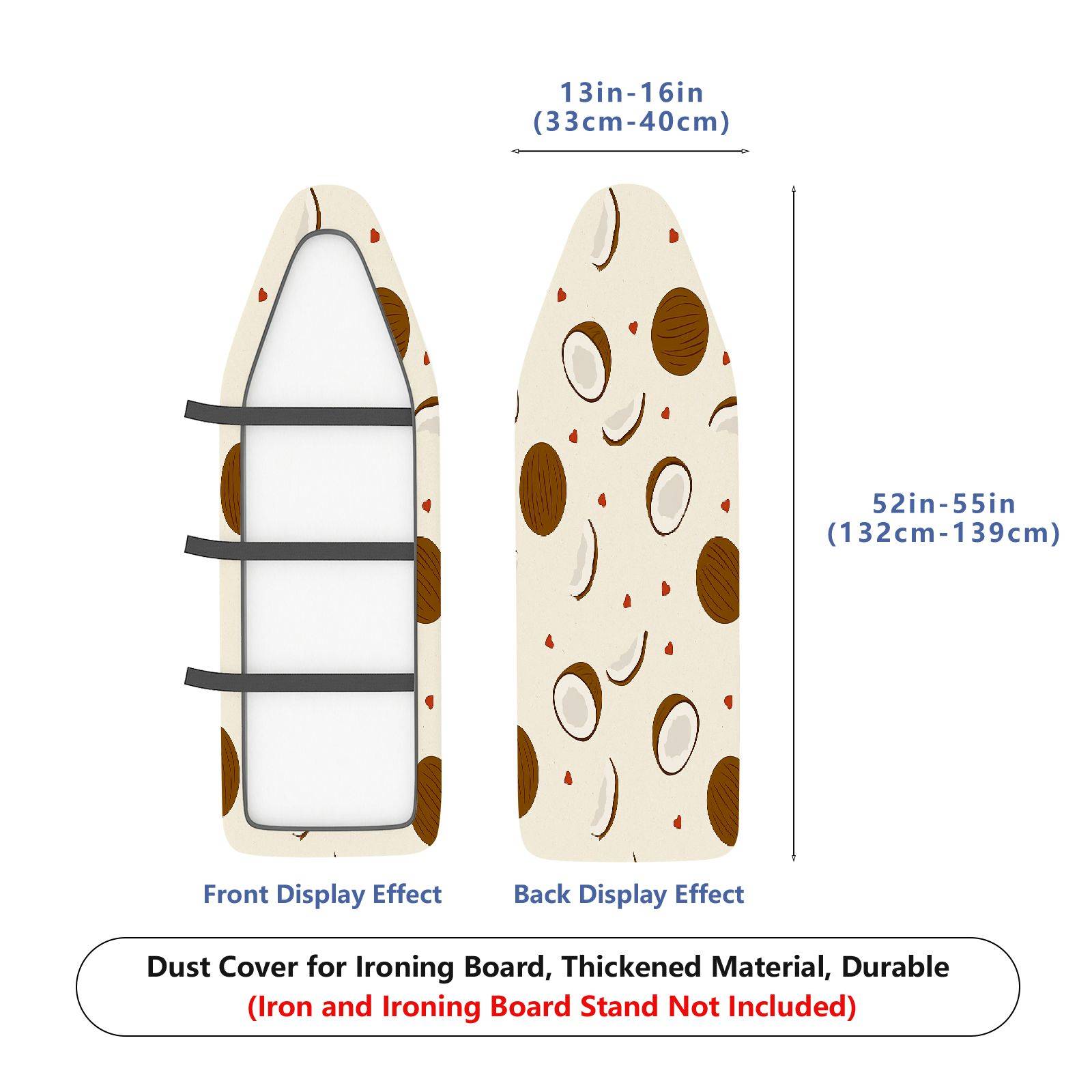 1-Piece Coconut Pattern Tropical Decorative White  Ironing Board Cover, Universal Size, Without Board