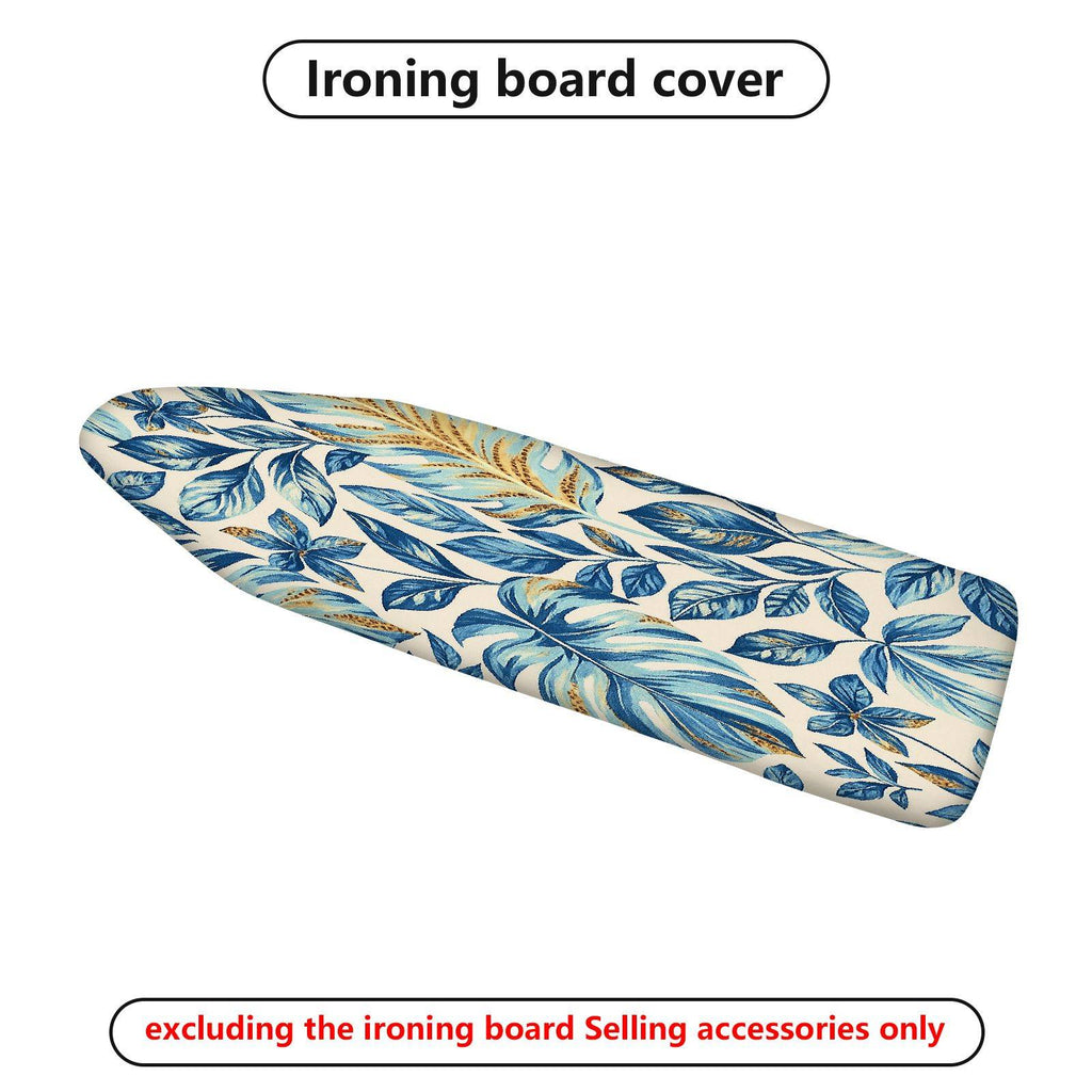 1-Piece Blue Leaf Pattern Nature Tropical  Ironing Board Cover, Universal Size, Without Board