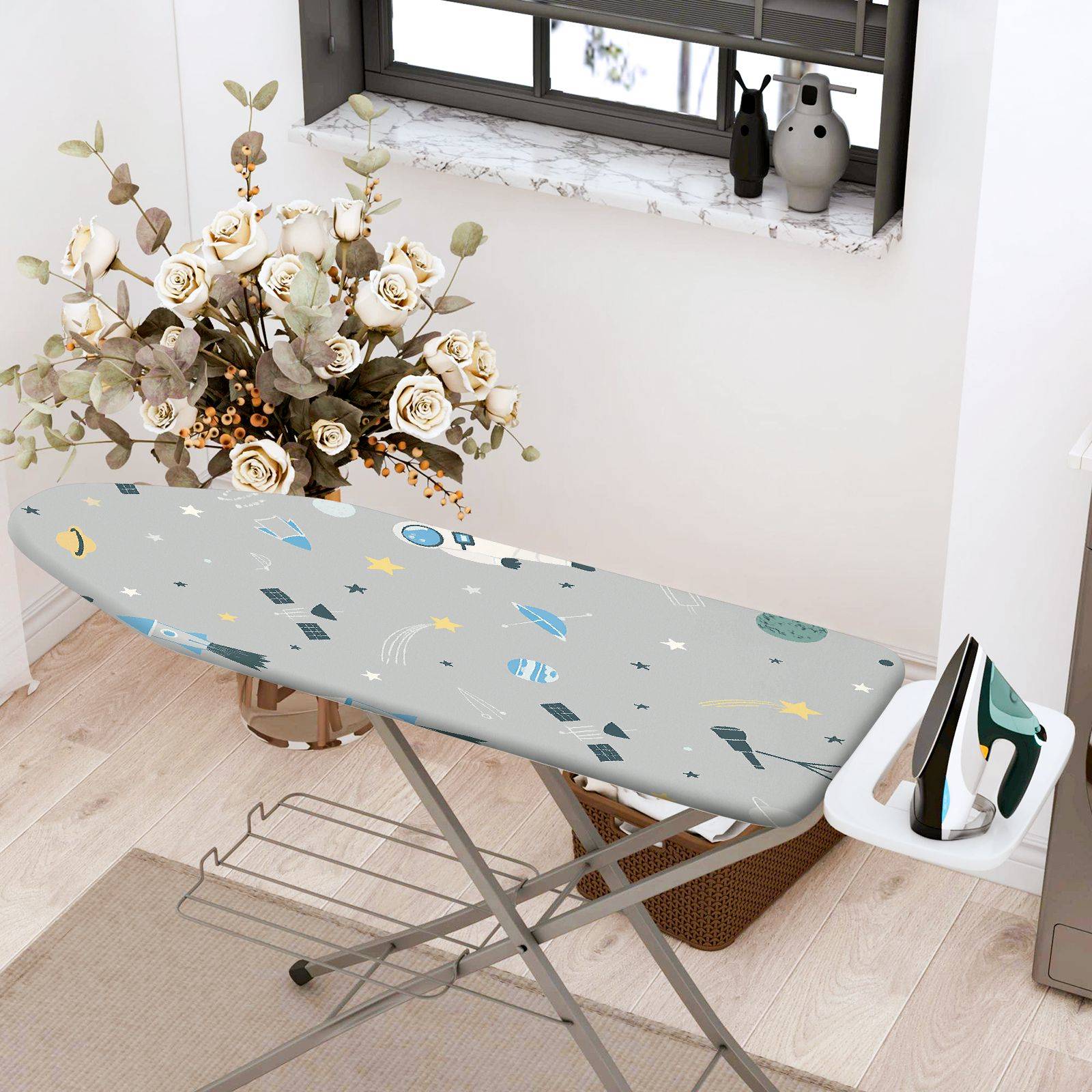 1-Piece Rocket Star Planet  Ironing Board Cover, Universal Size, Without Board