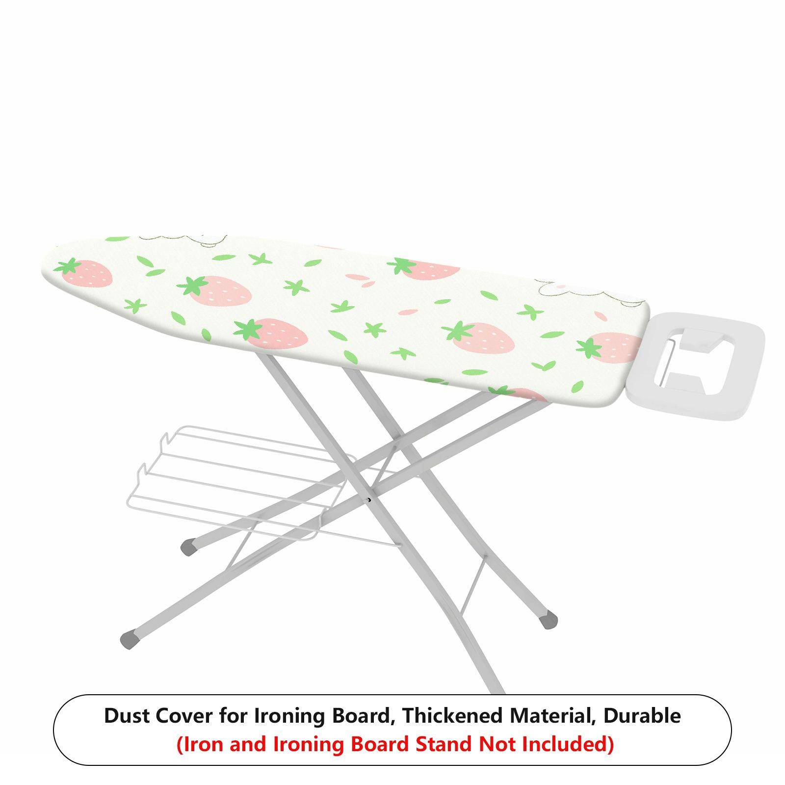 1-Piece Pink Strawberry Green Leaf Fresh Theme  Ironing Board Cover, Universal Size, Without Board