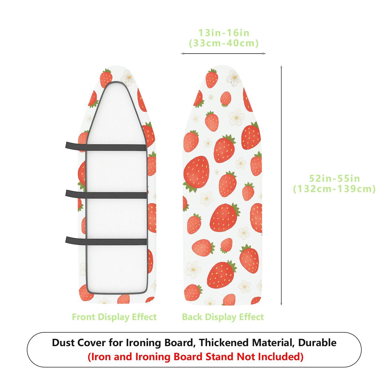 1-Piece Strawberry Flower White  Ironing Board Cover, Universal Size, Without Board