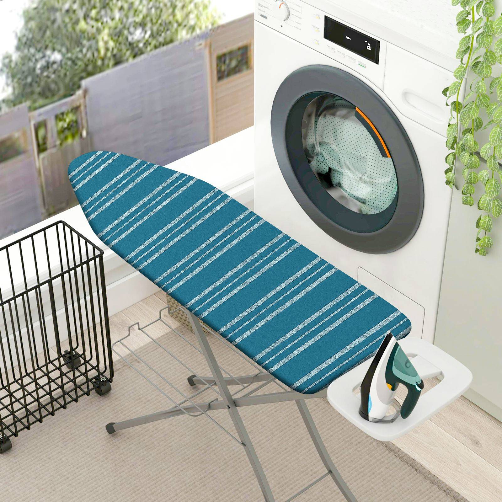 1-Piece Striped Blue Pattern  Ironing Board Cover, Universal Size, Without Board