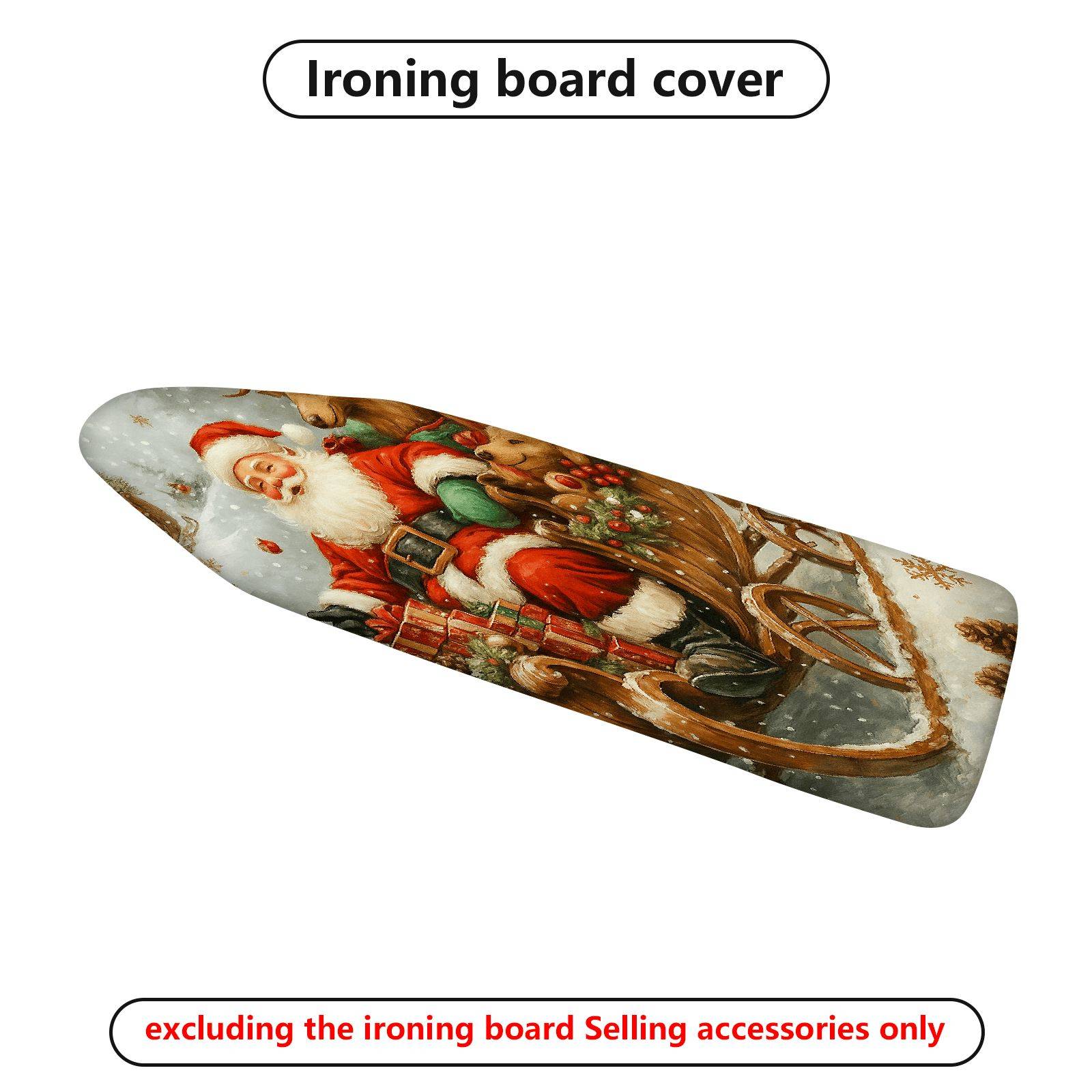 1-Piece Santa Claus Reindeer Sleigh  Ironing Board Cover, Universal Size, Without Board