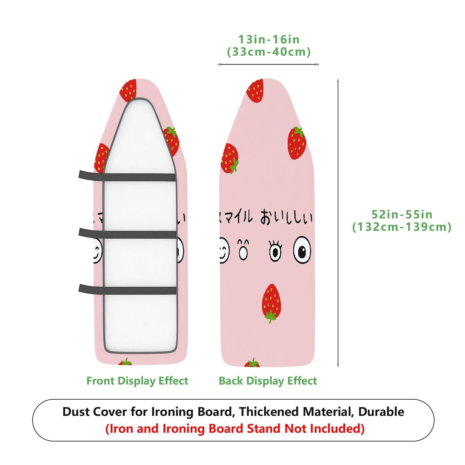1-Piece Strawberry Face Pink  Ironing Board Cover, Universal Size, Without Board