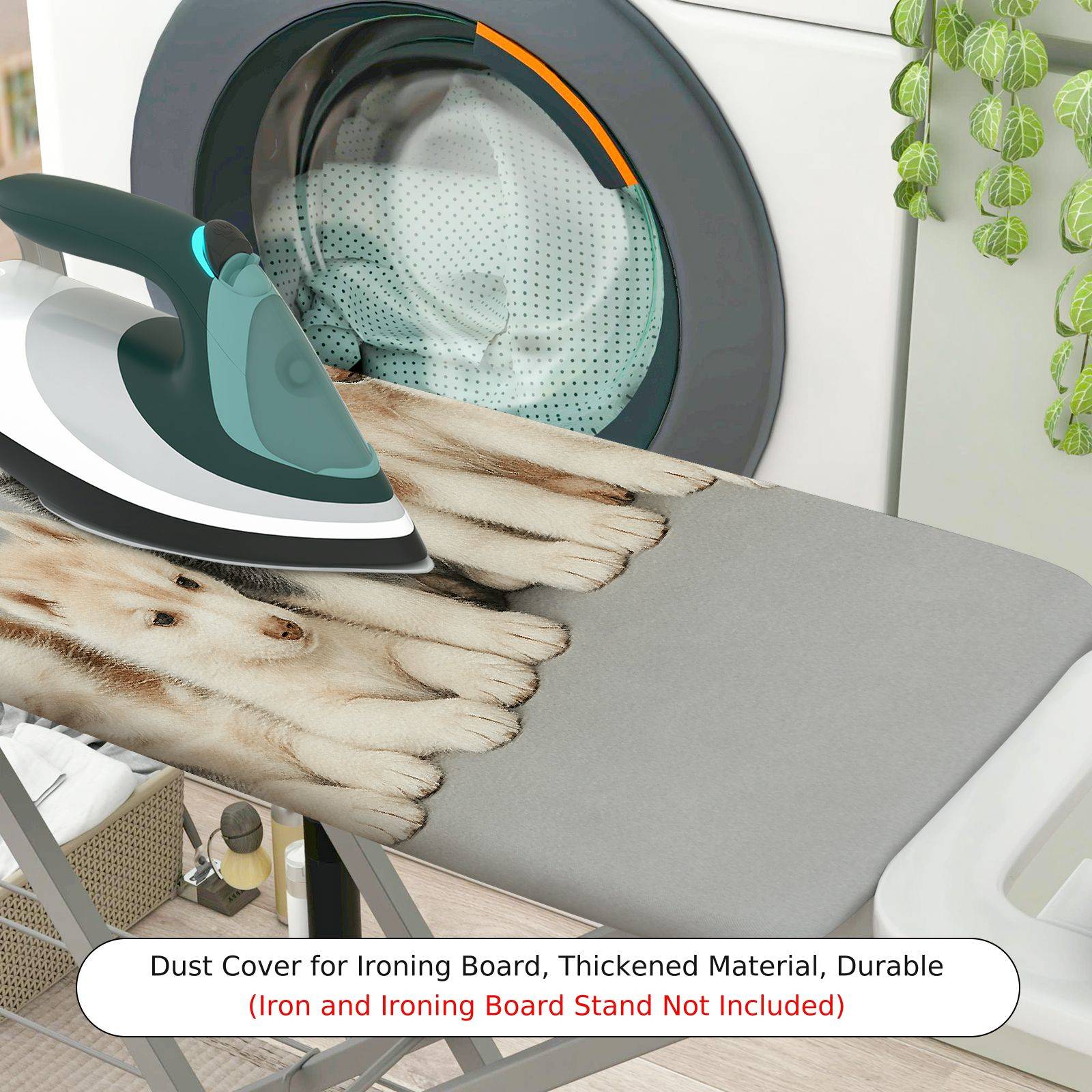1-Piece Dog Pattern Cute Animal Grey  Ironing Board Cover, Universal Size, Without Board