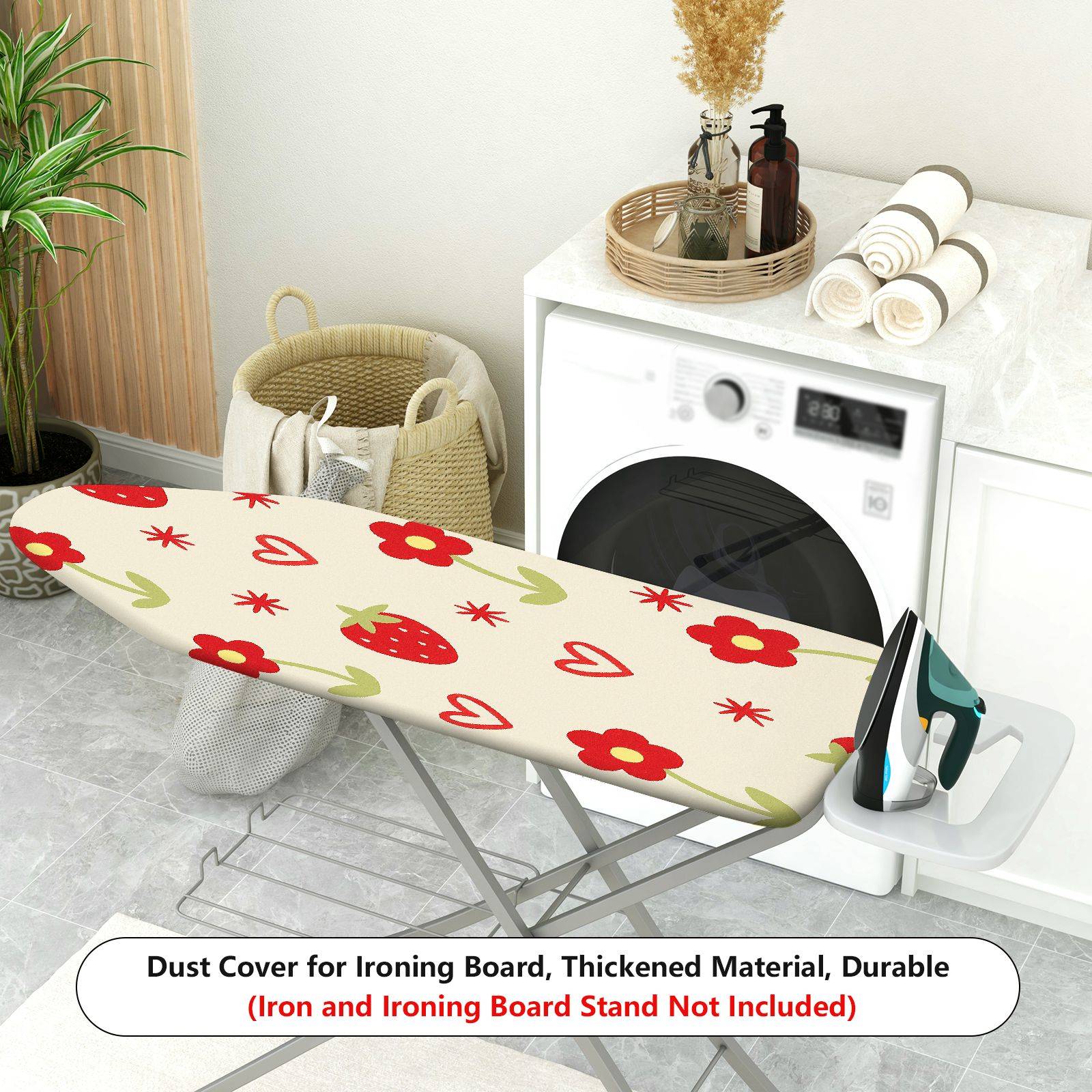 1-Piece Strawberry Floral Heart  Ironing Board Cover, Universal Size, Without Board