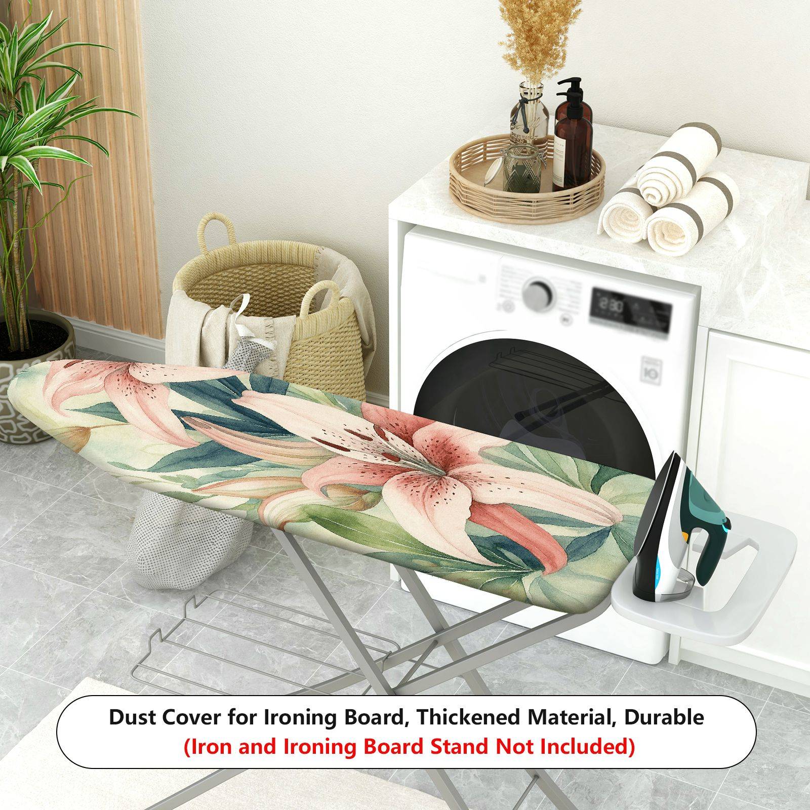 1-Piece Floral Pattern, Tropical Atmosphere, Elegant Design, Household  Ironing Board Cover, Universal Size, Without Board