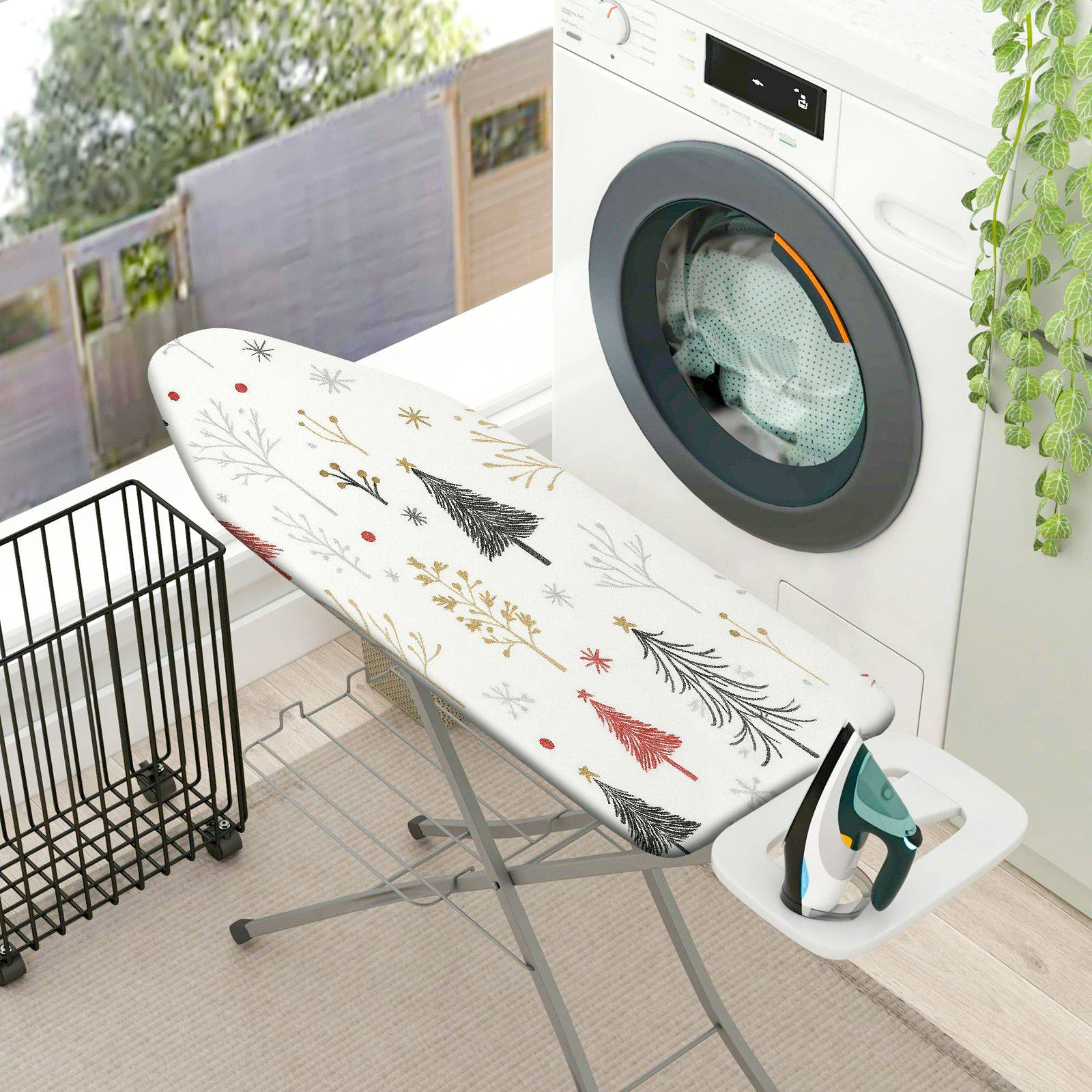 1-Piece Christmas Tree Snowflake Holiday  Ironing Board Cover, Universal Size, Without Board