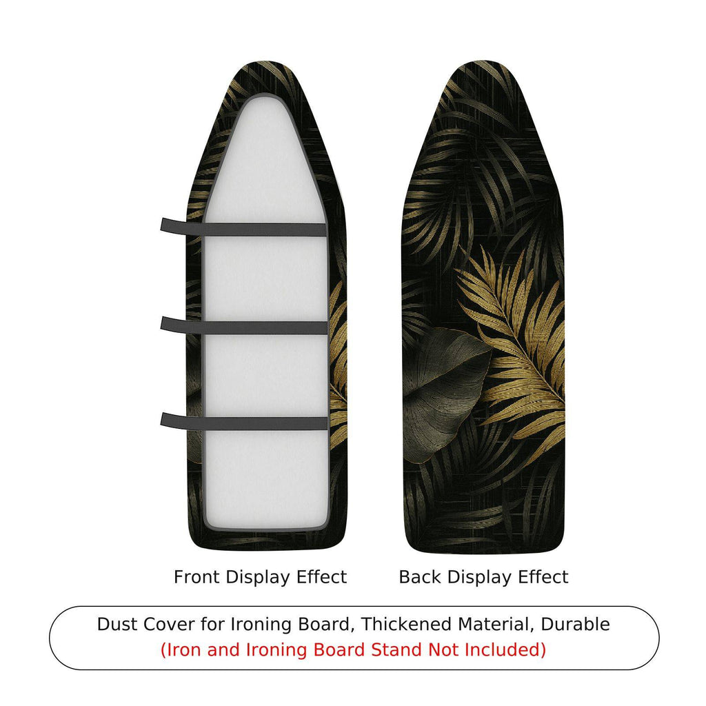 1-Piece Tropical Leaf Black Gold  Ironing Board Cover, Universal Size, Without Board