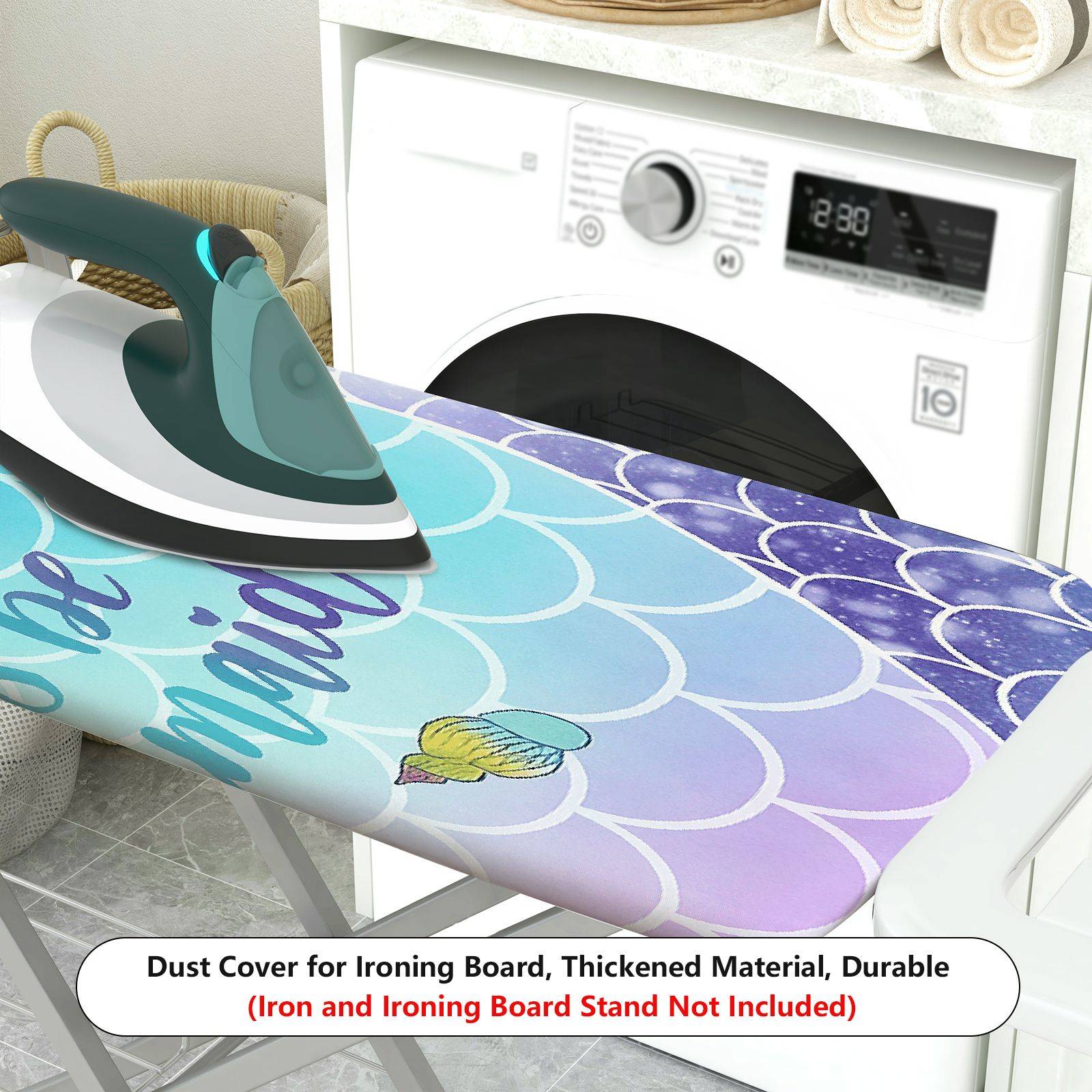 1-Piece Mermaid Tail Starfish Seashell  Ironing Board Cover, Universal Size, Without Board
