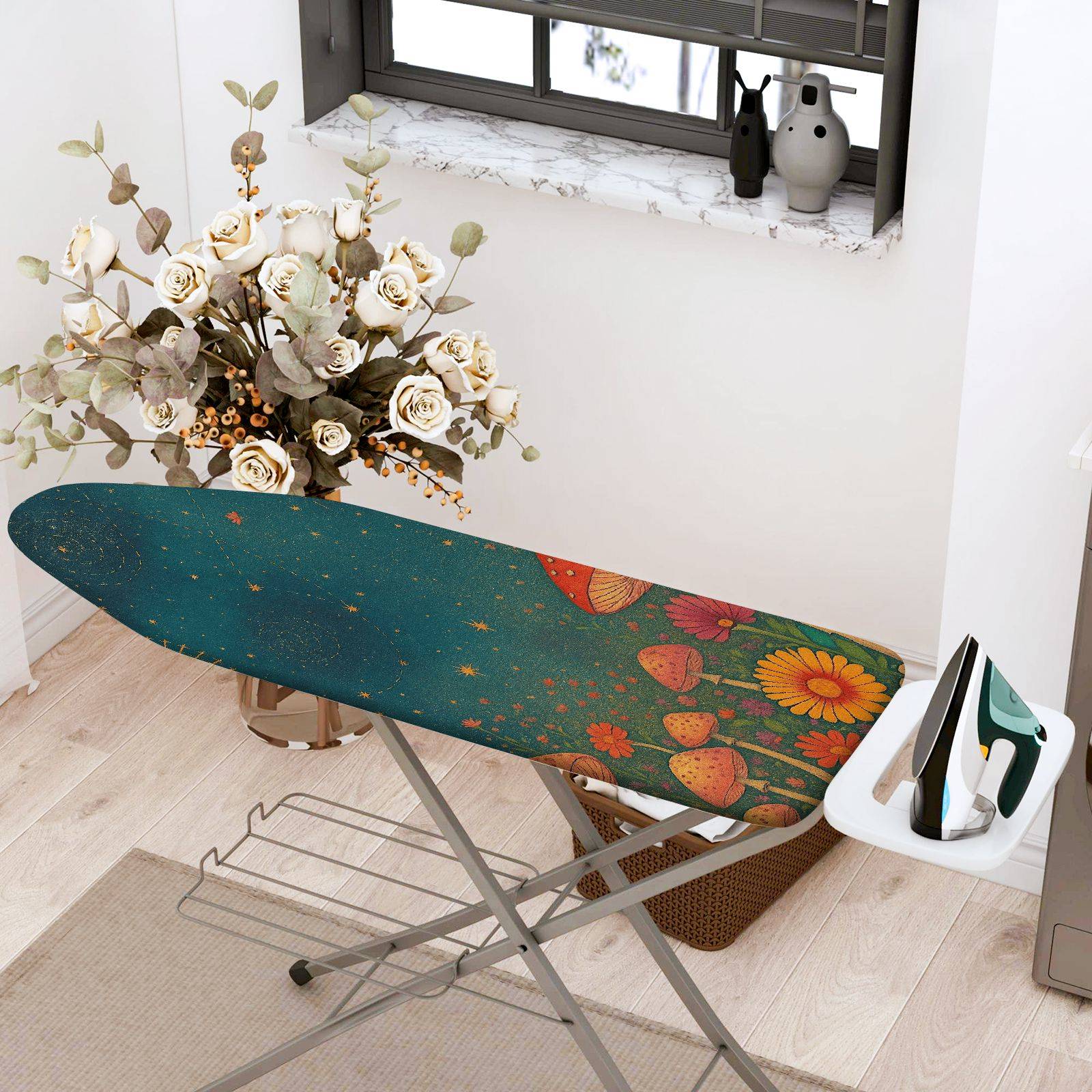 1-Piece Floral Star Mushroom  Ironing Board Cover, Universal Size, Without Board
