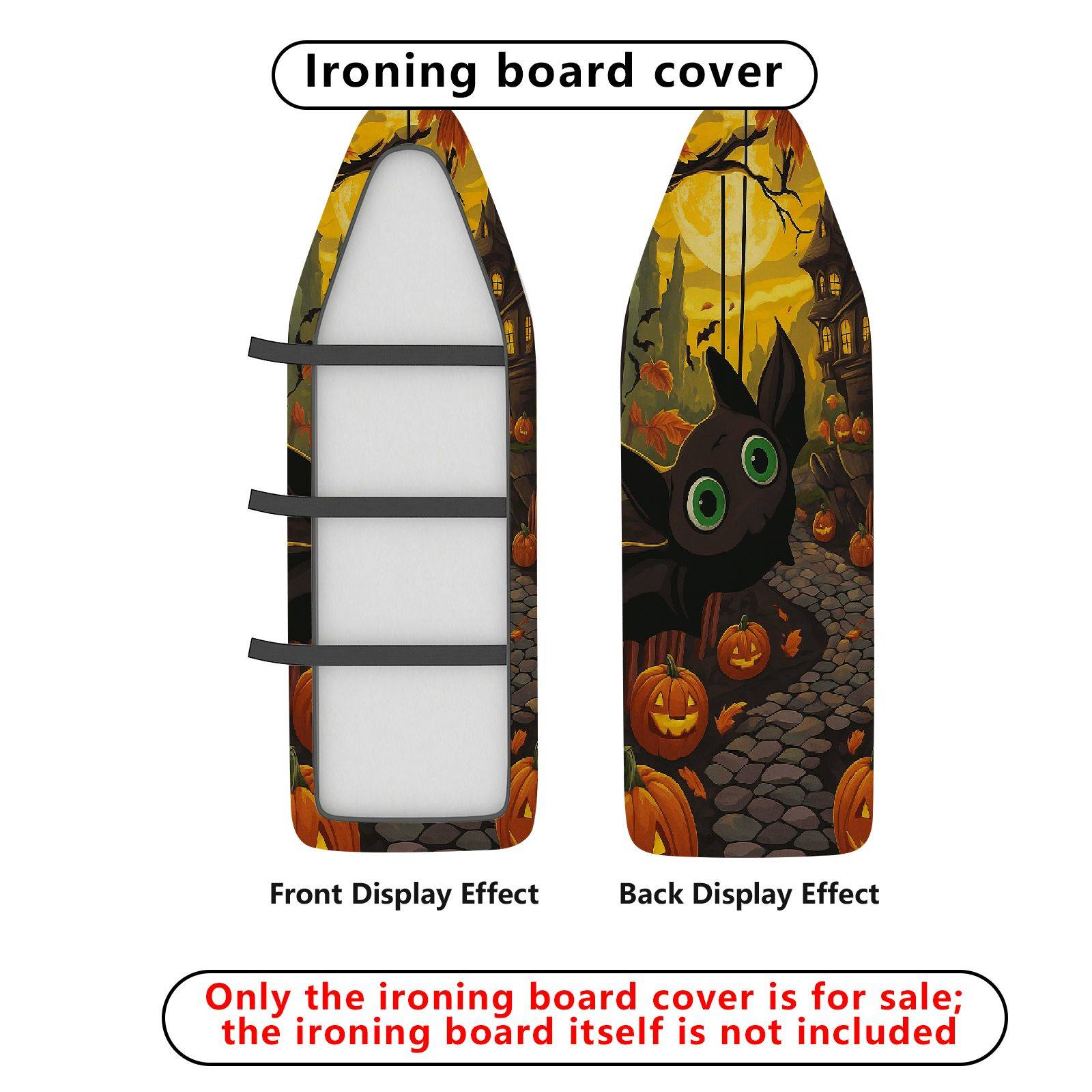 1-Piece Halloween Pumpkin Cat  Ironing Board Cover, Universal Size, Without Board