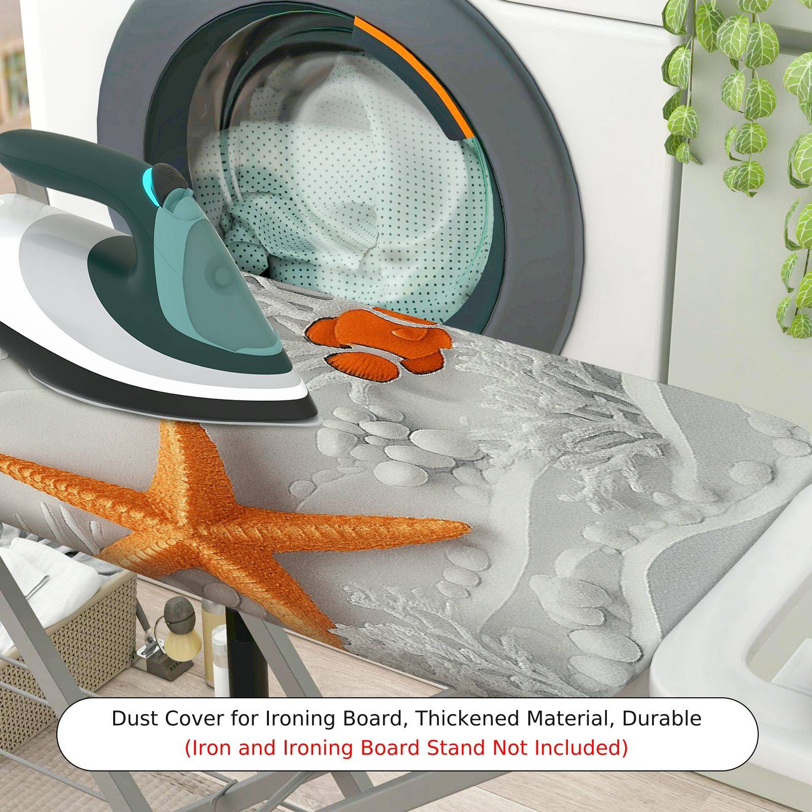 1-Piece Ocean Starfish Clownfish  Ironing Board Cover, Universal Size, Without Board