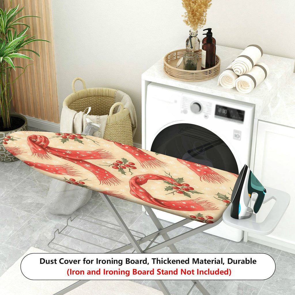 1-Piece Christmas Red Scarf Holly  Ironing Board Cover, Universal Size, Without Board
