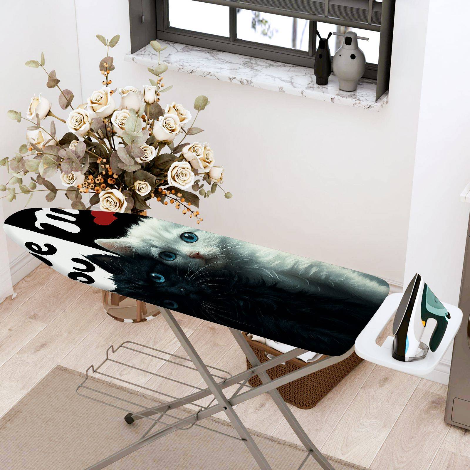 1-Piece Cute Cats Love Hearts  Ironing Board Cover, Universal Size, Without Board
