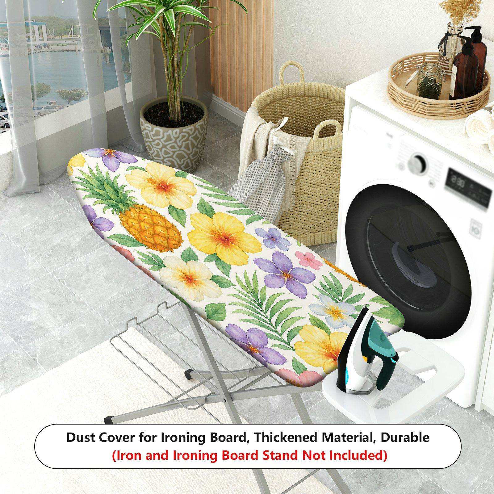 1-Piece Tropical Floral Pineapple  Ironing Board Cover, Universal Size, Without Board