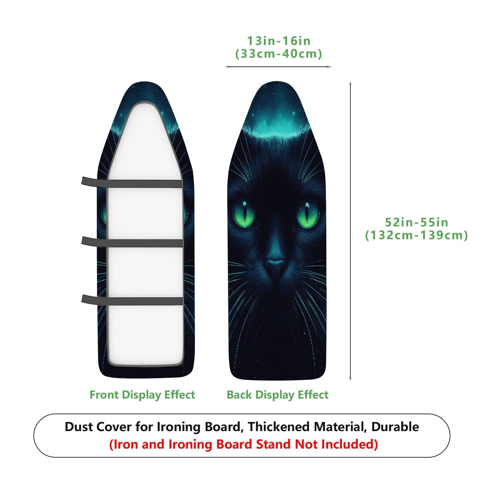 1-Piece Black Cat Moon Night  Ironing Board Cover, Universal Size, Without Board