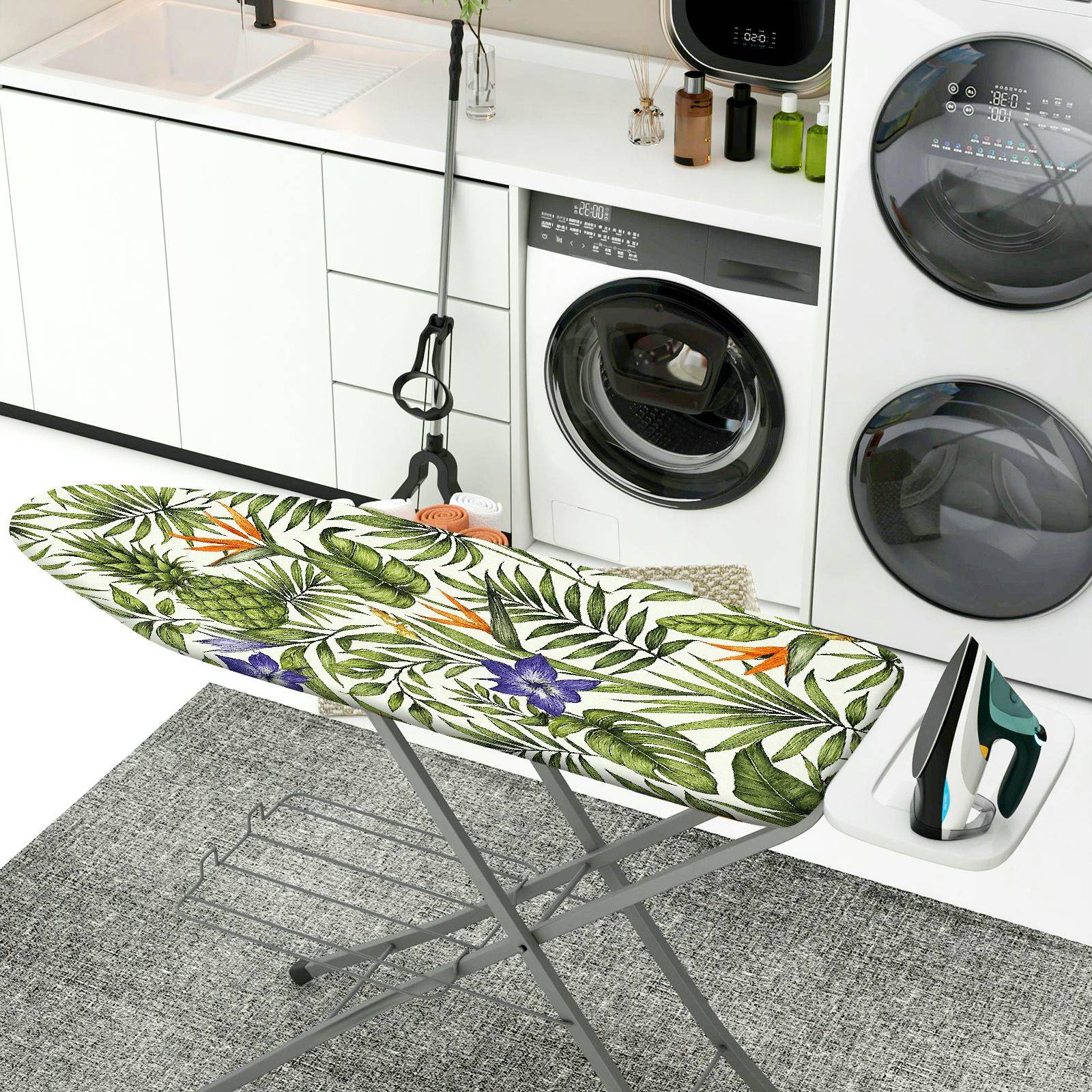 1-Piece Tropical Floral Leaf  Ironing Board Cover, Universal Size, Without Board