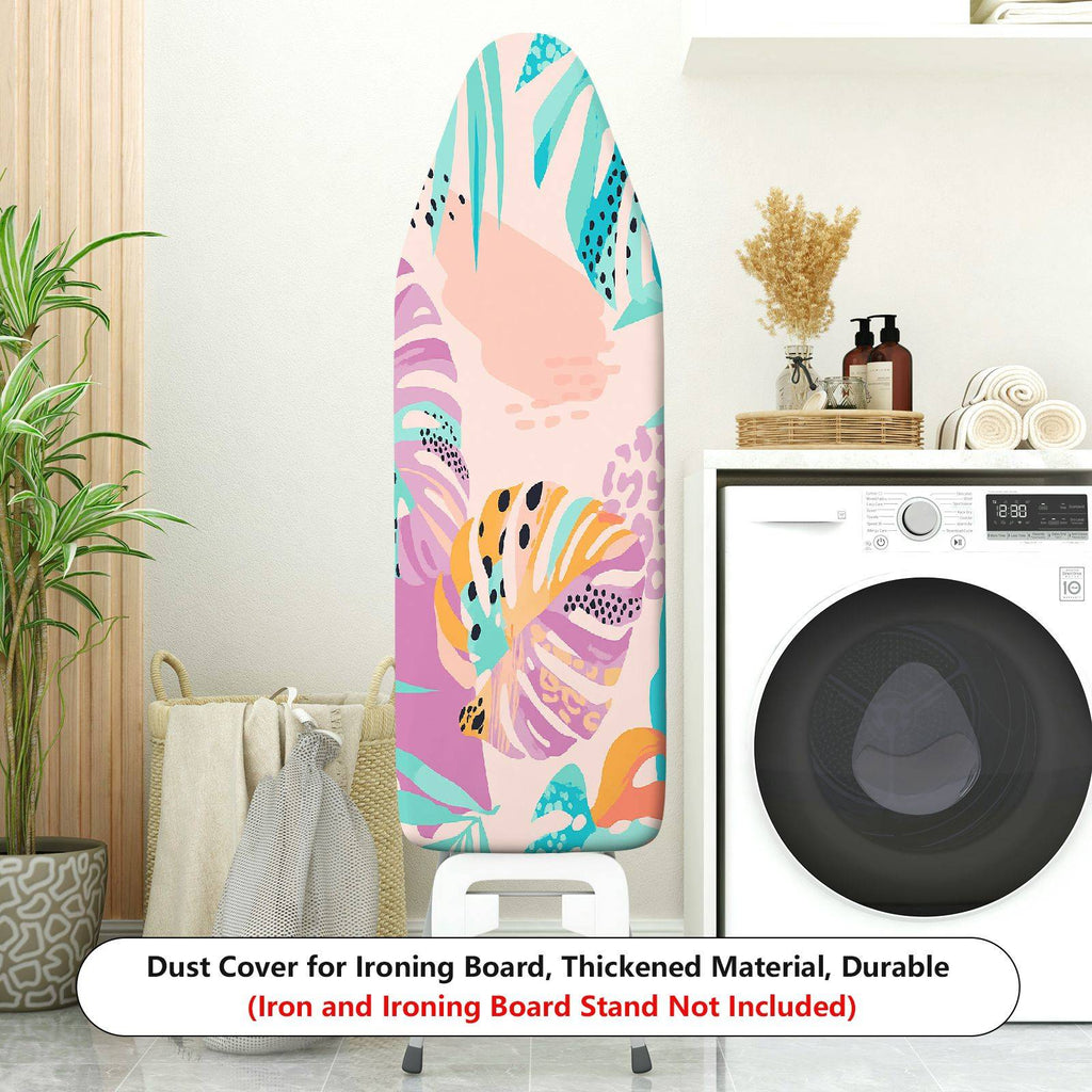 1-Piece Tropical Leaves Abstract Pastel  Ironing Board Cover, Universal Size, Without Board