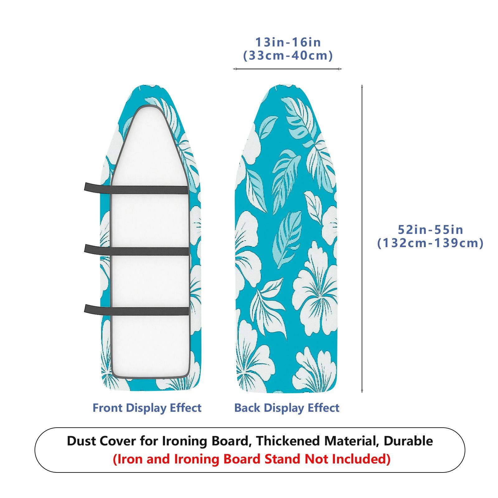 1-Piece Tropical Floral Leaves Blue  Ironing Board Cover, Universal Size, Without Board