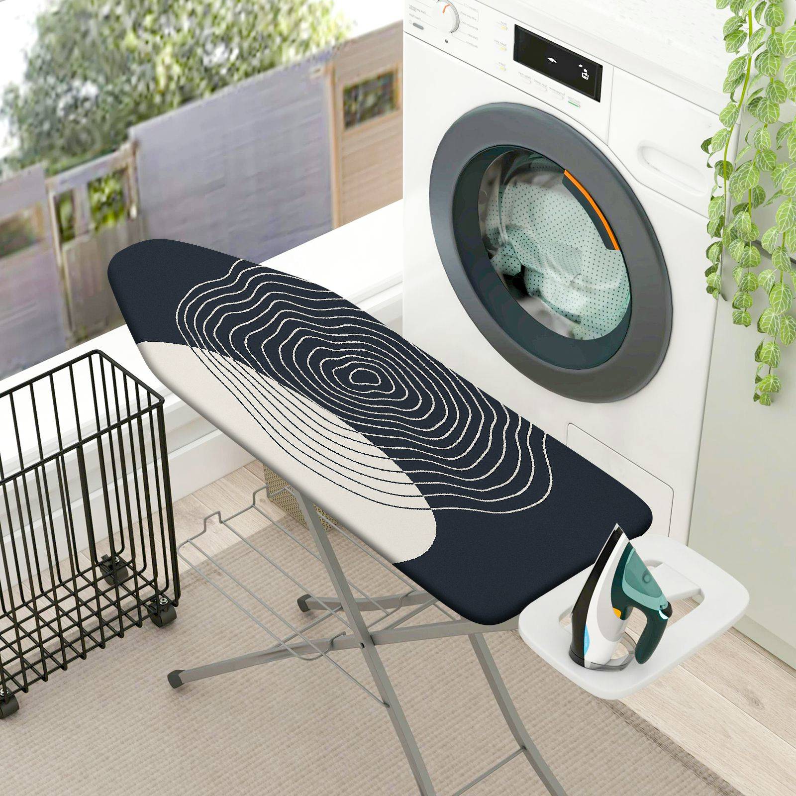 1-Piece Modern Minimalist Black and White  Ironing Board Cover, Universal Size, Without Board