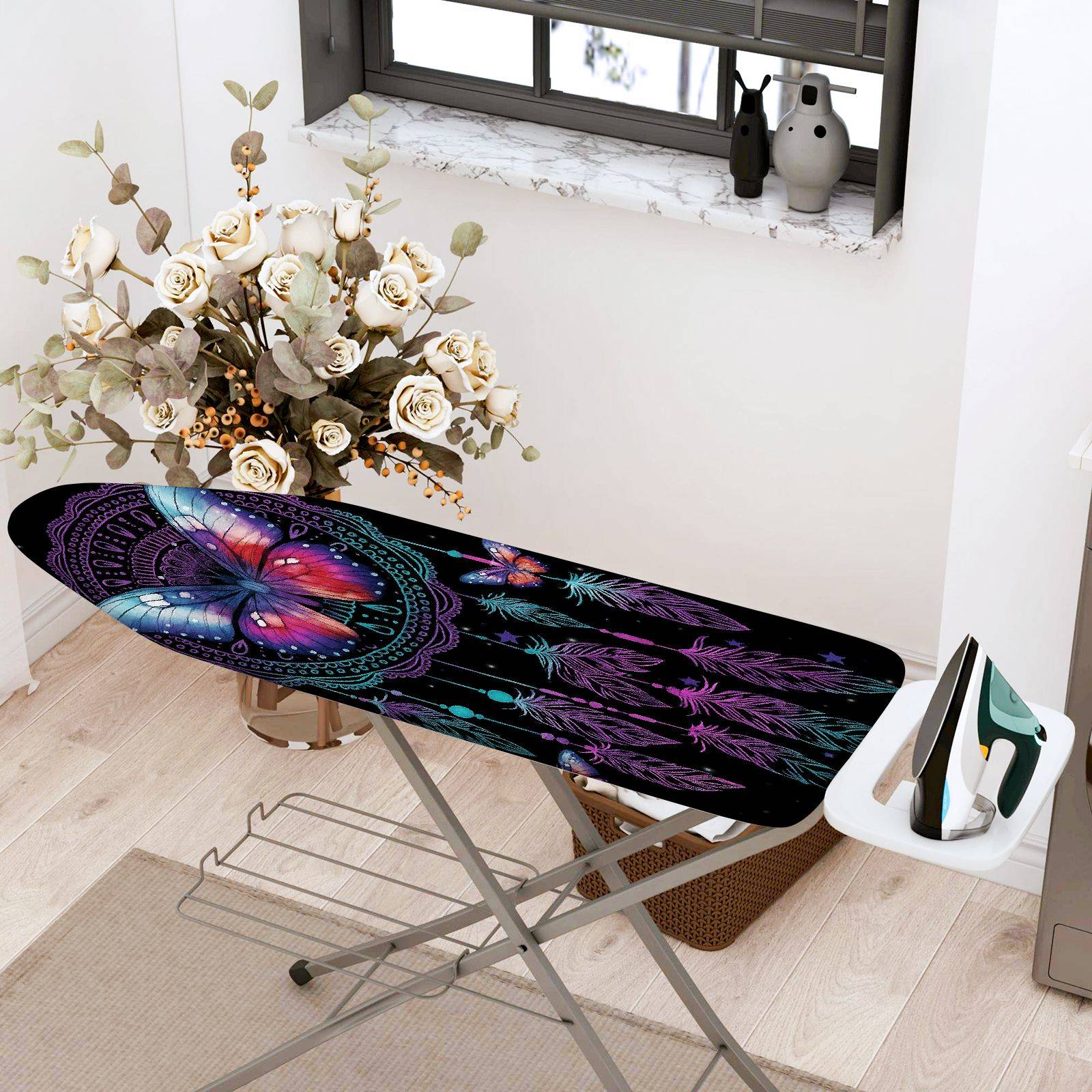 1-Piece Butterfly Dreamcatcher Feathers  Ironing Board Cover, Universal Size, Without Board