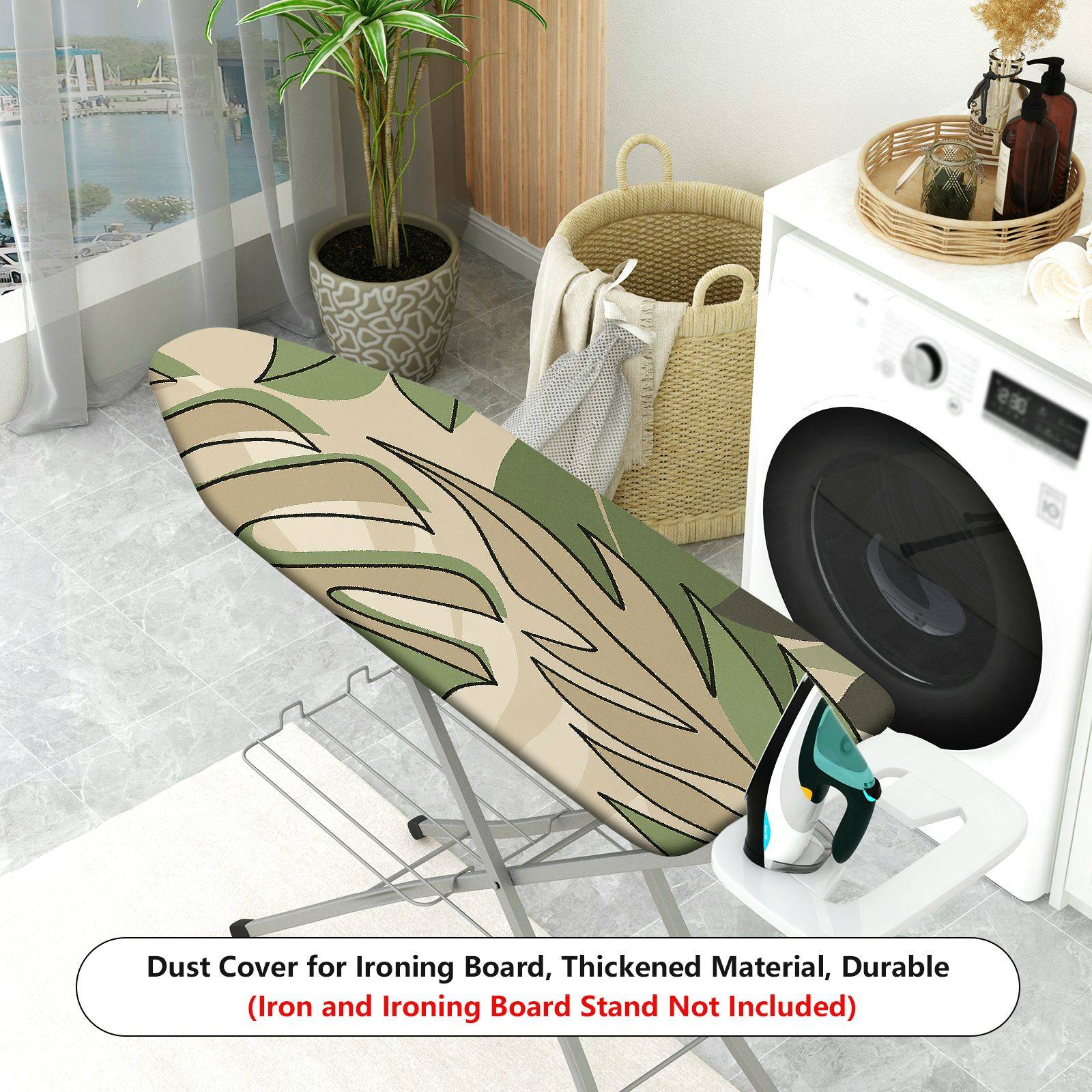 1-Piece Tropical Jungle Camouflage Green  Ironing Board Cover, Universal Size, Without Board