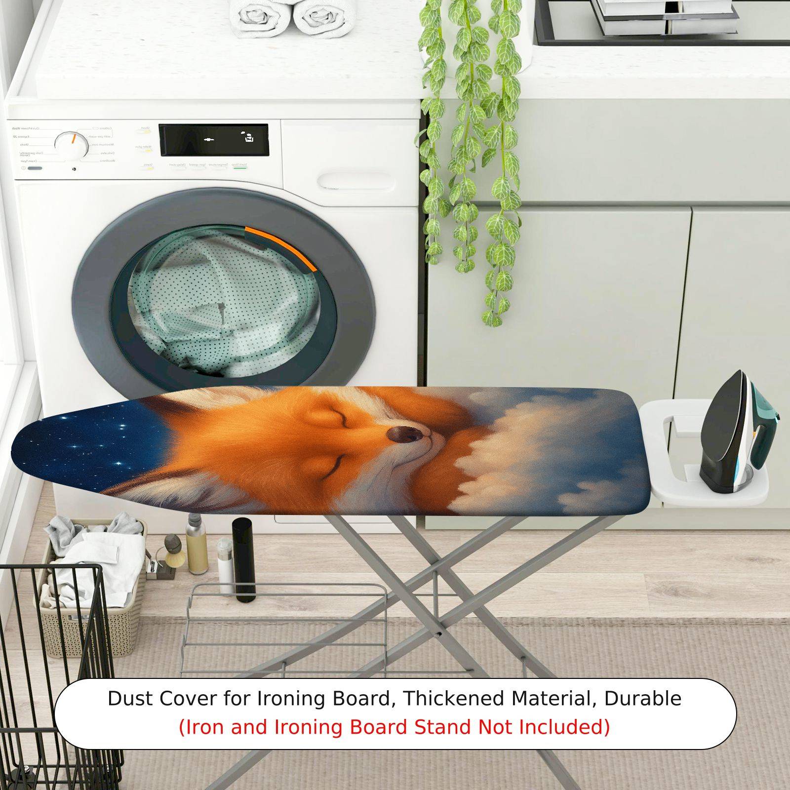 1-Piece Sleepy Fox Starry  Ironing Board Cover, Universal Size, Without Board