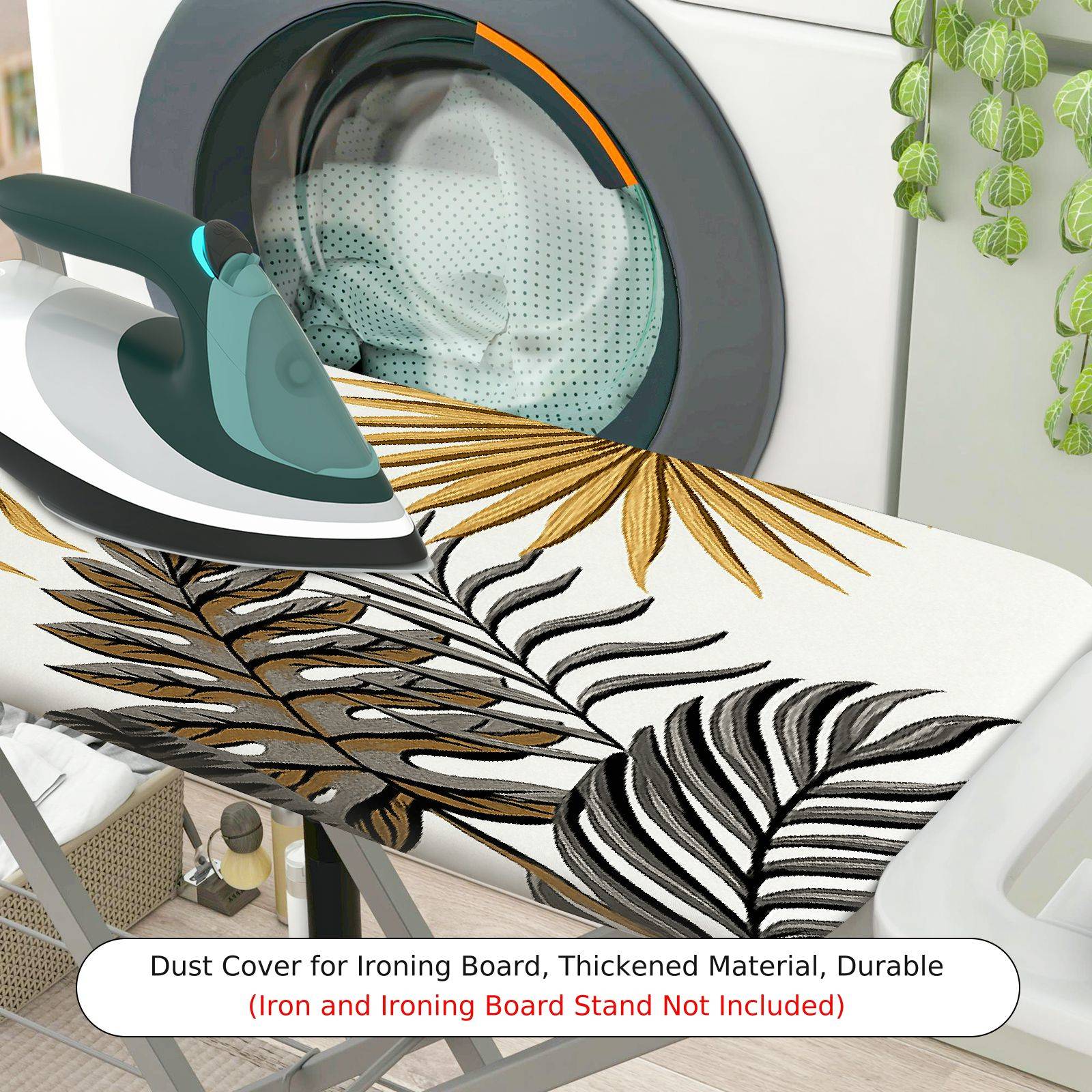 1-Piece Tropical Leaves Pattern Nature Brown  Ironing Board Cover, Universal Size, Without Board