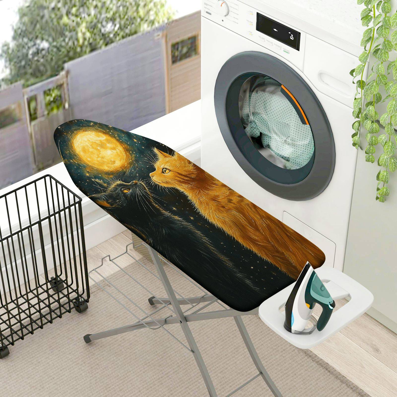 1-Piece Starry Night Cat Moon  Ironing Board Cover, Universal Size, Without Board