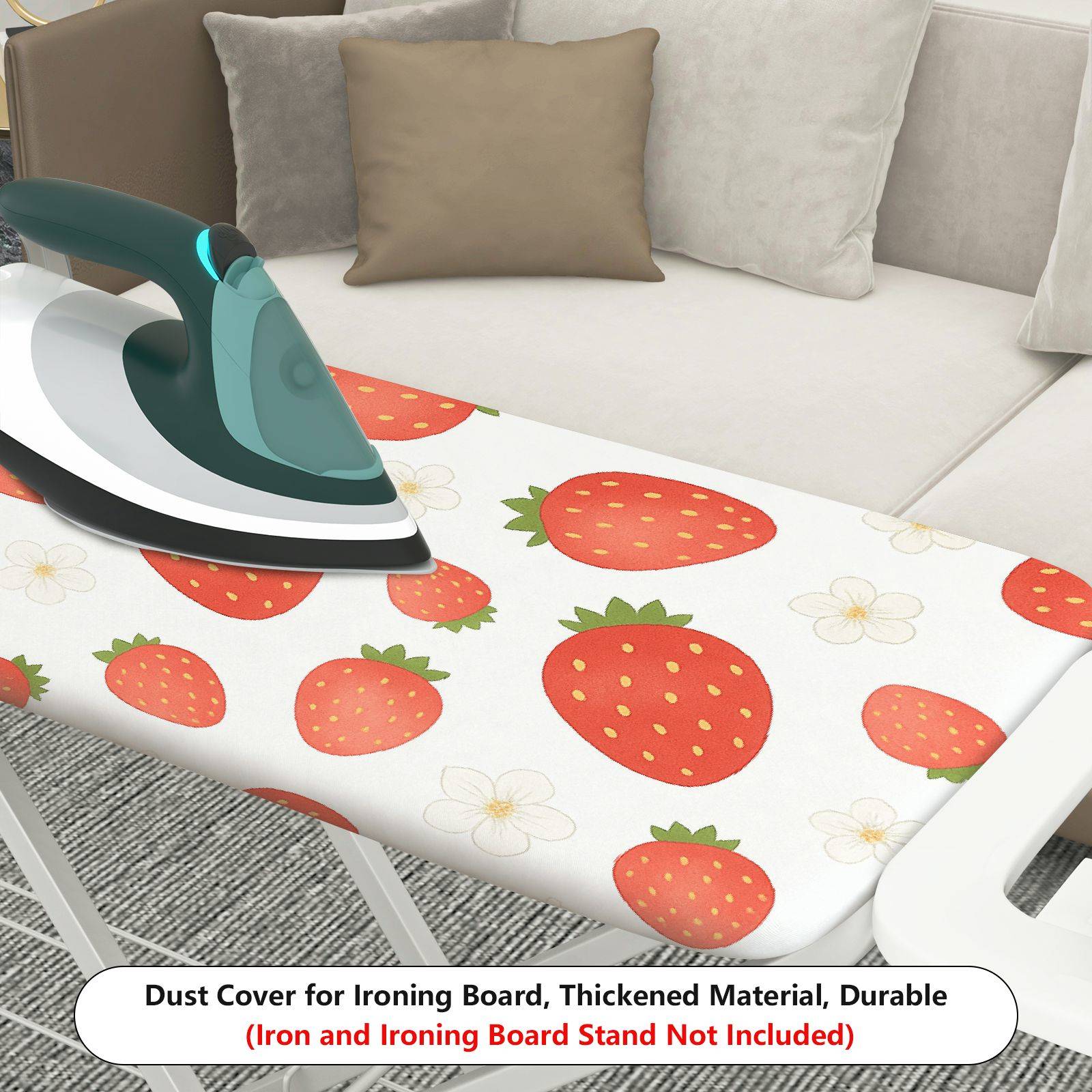 1-Piece Strawberry Flower White  Ironing Board Cover, Universal Size, Without Board