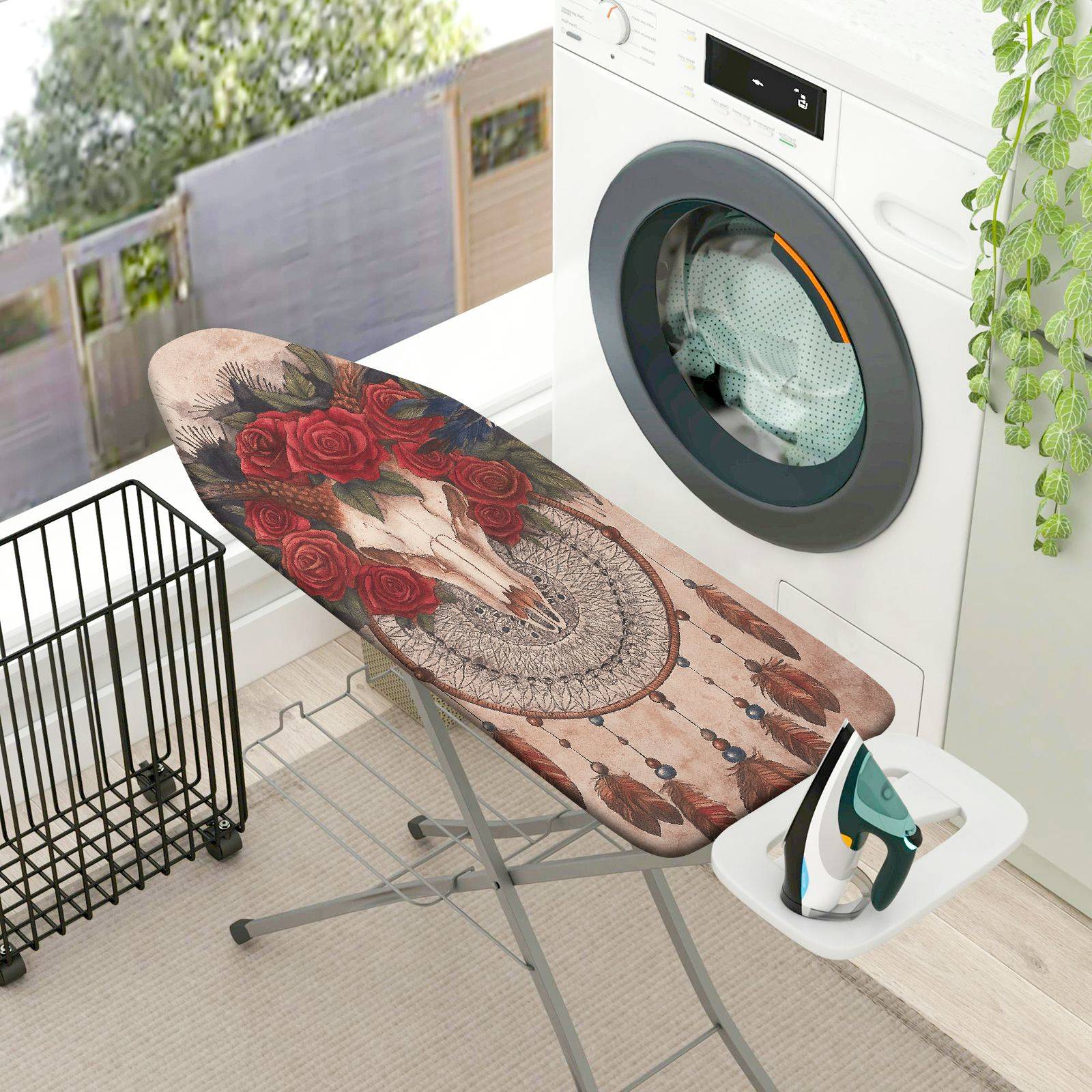 1-Piece Skull Flower Dreamcatcher  Ironing Board Cover, Universal Size, Without Board