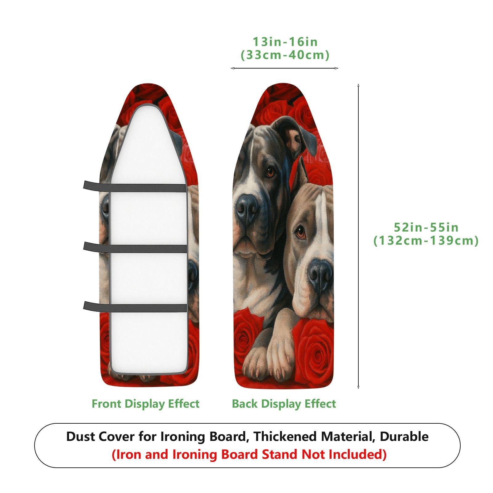 1-Piece Dog Rose Art  Ironing Board Cover, Universal Size, Without Board