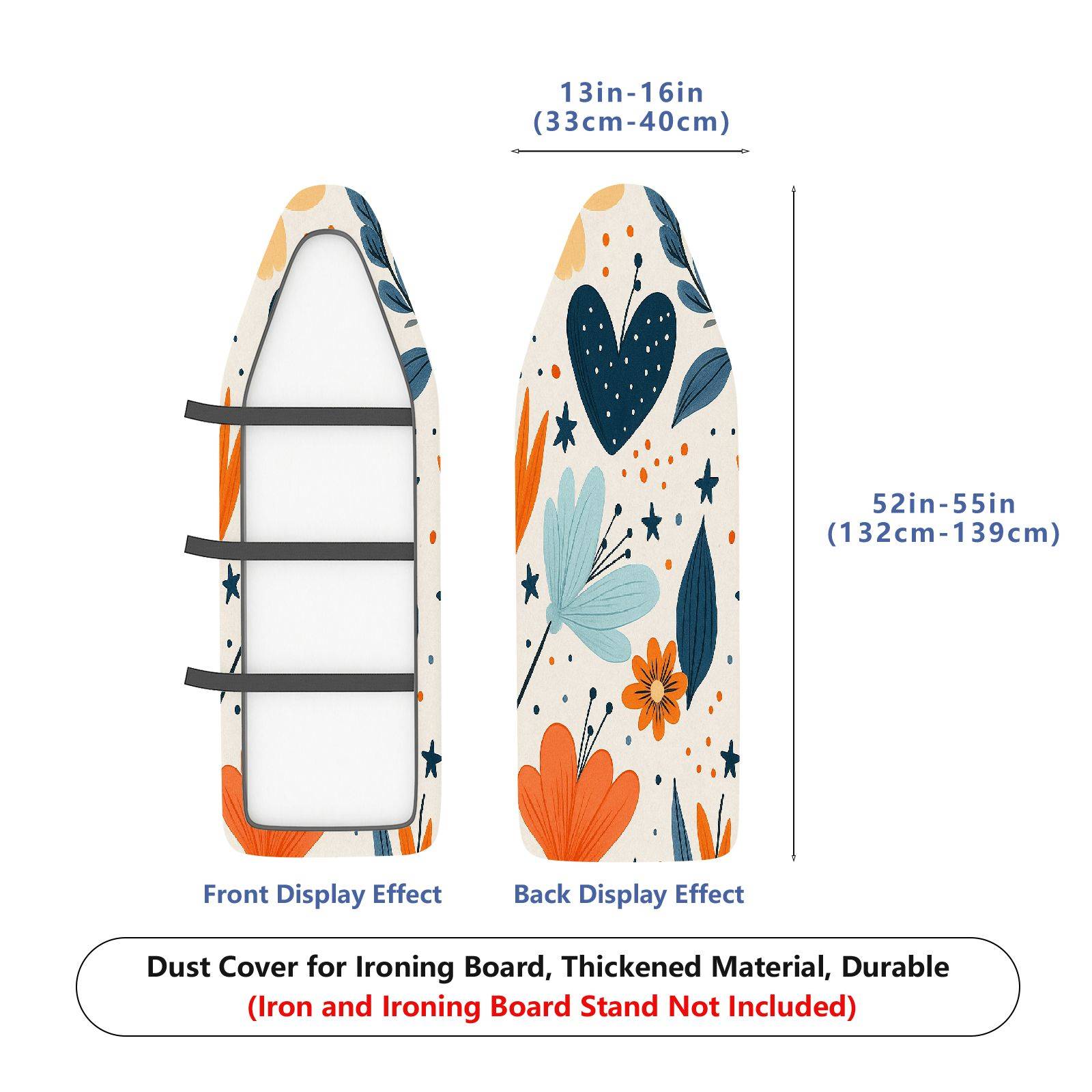 1-Piece Floral Heart Star  Ironing Board Cover, Universal Size, Without Board