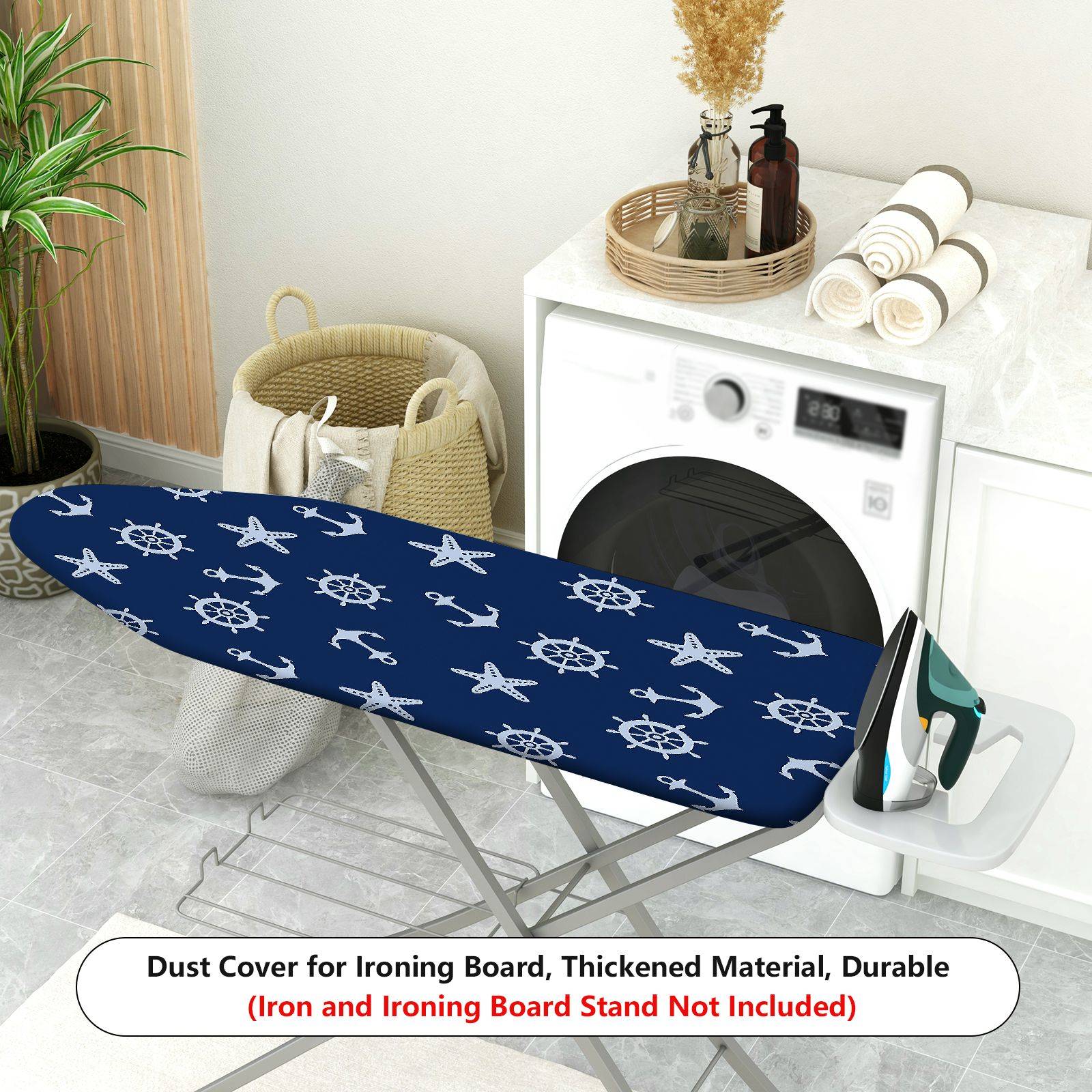1-Piece Nautical Anchor Starfish Steering wheel  Ironing Board Cover, Universal Size, Without Board
