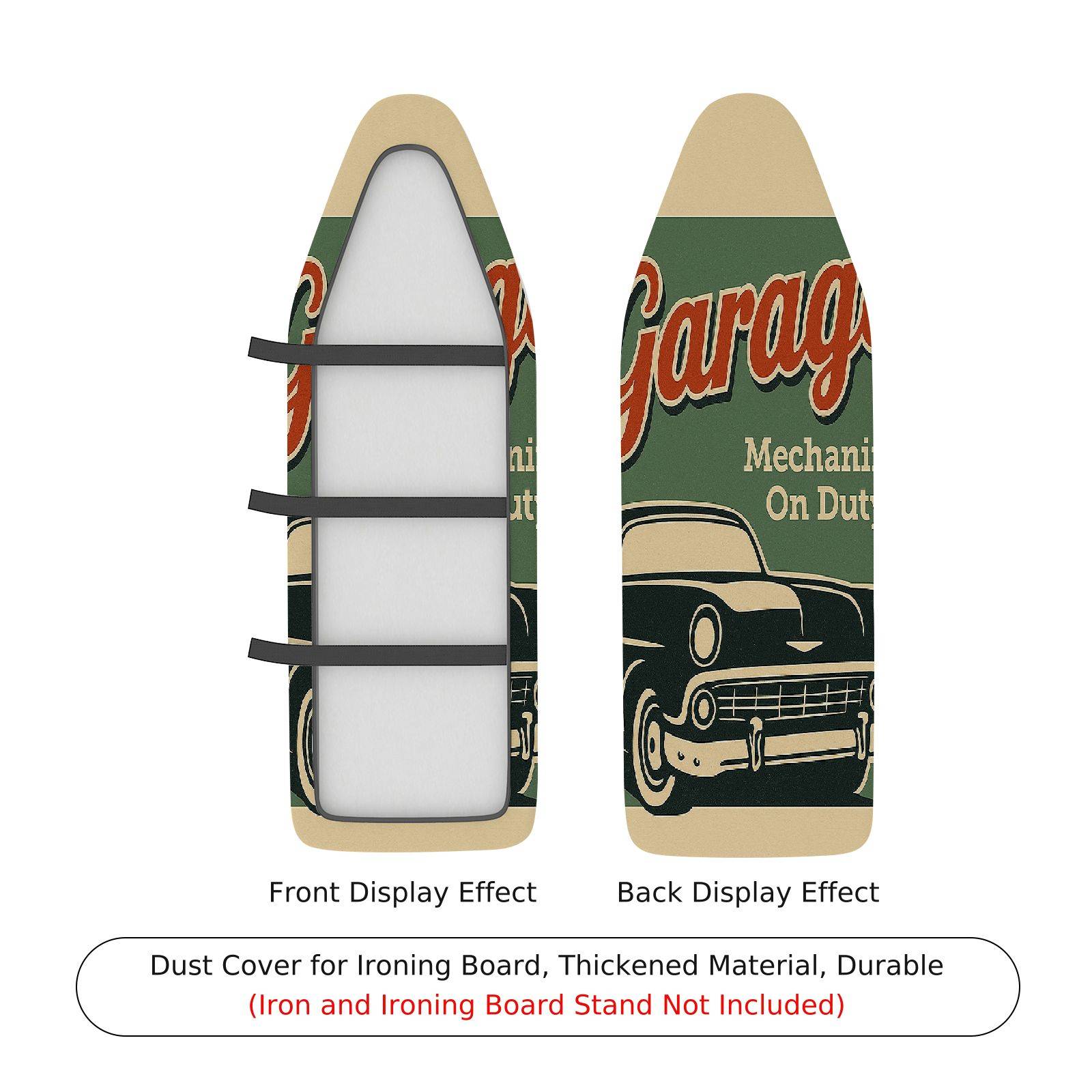 1-Piece Retro Car Garage Mechanic  Ironing Board Cover, Universal Size, Without Board