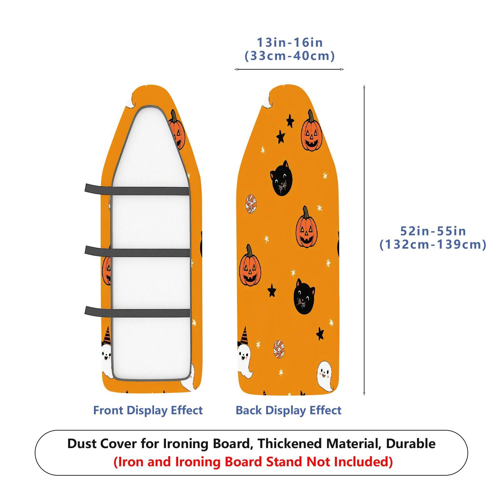 1-Piece Halloween Pumpkin Cat Ghost  Ironing Board Cover, Universal Size, Without Board