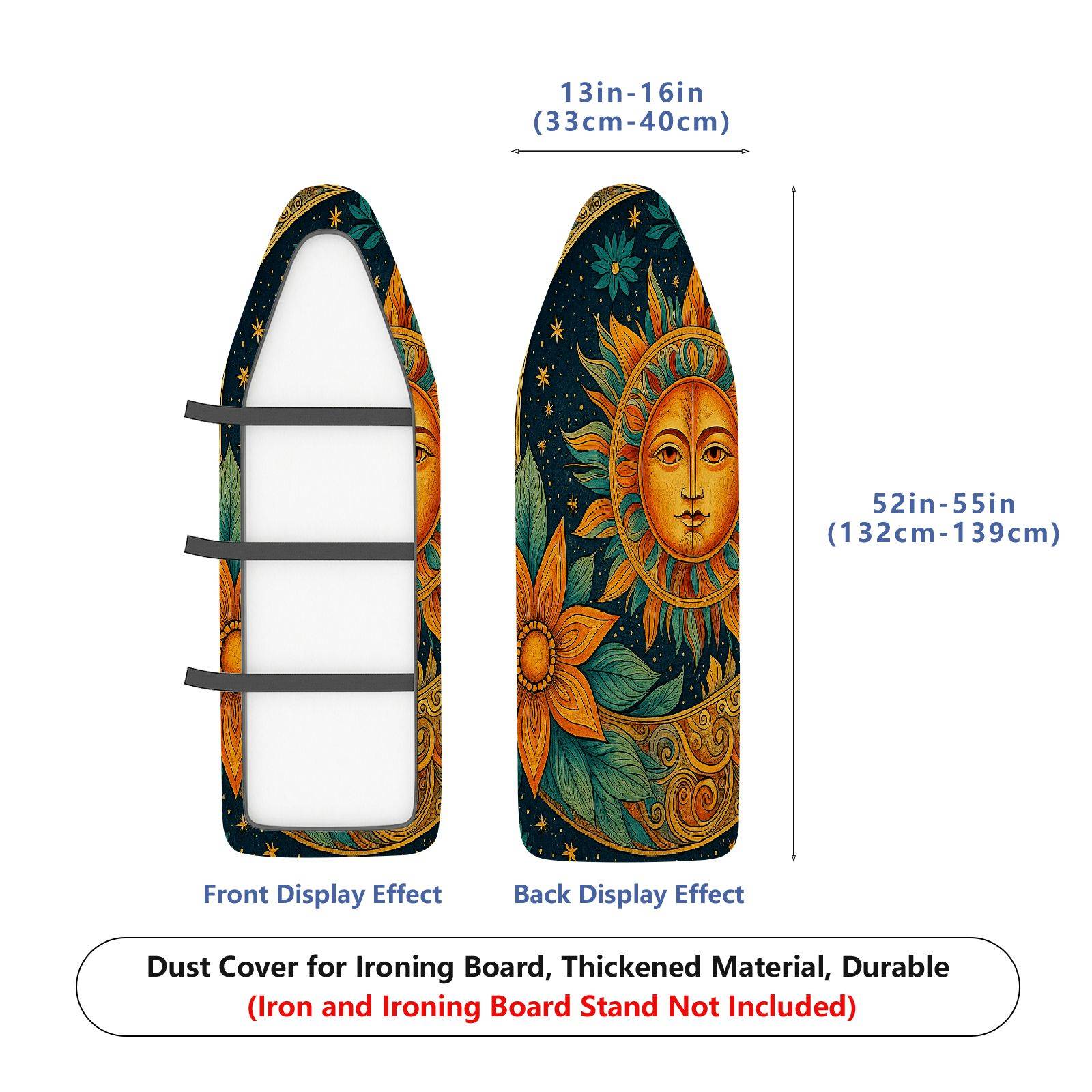 1-Piece Floral Sun Moon Star  Ironing Board Cover, Universal Size, Without Board