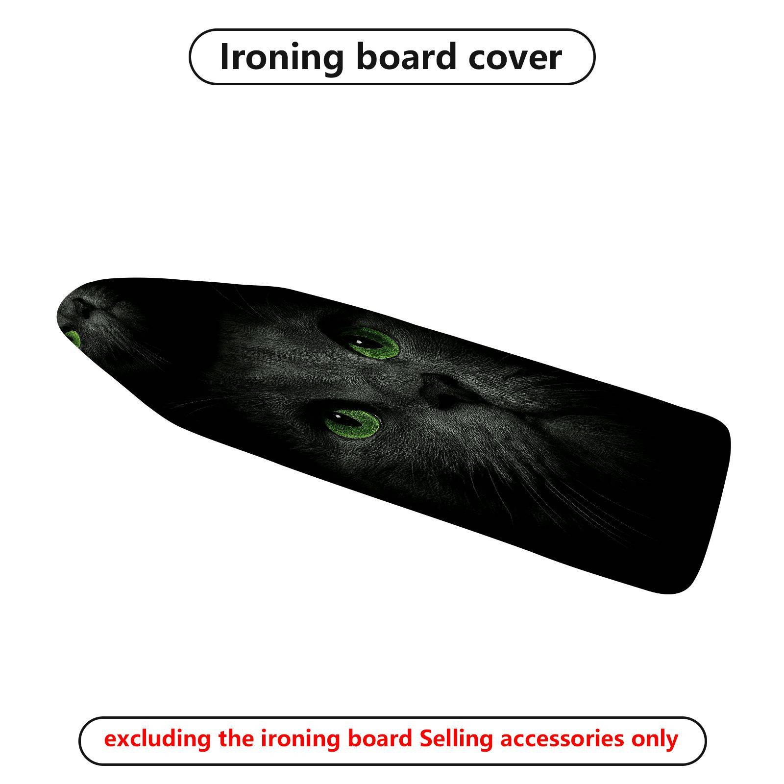 1-Piece Cat Black Green Eyes  Ironing Board Cover, Universal Size, Without Board