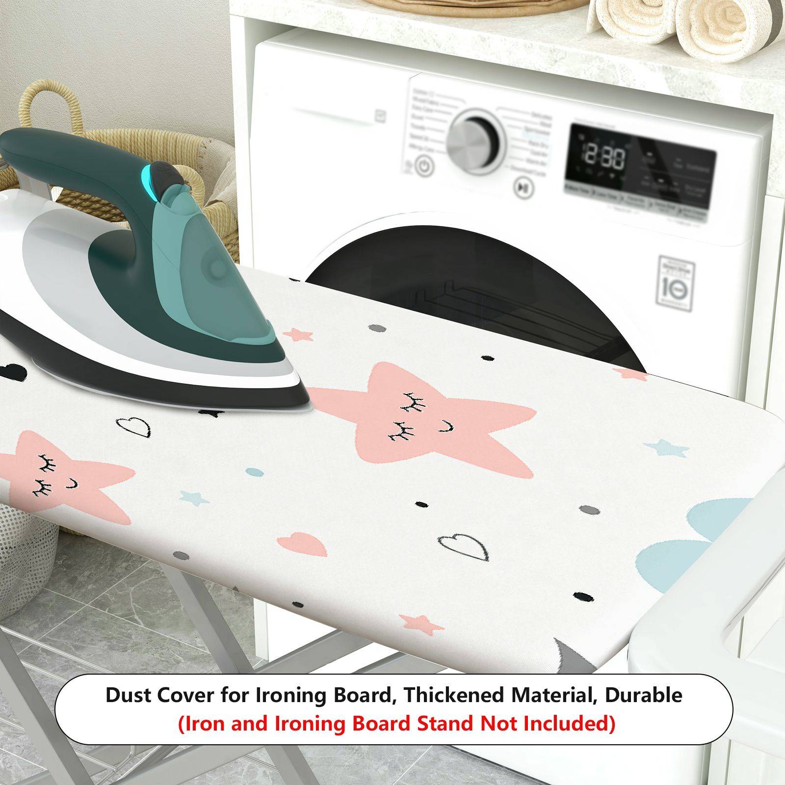 1-Piece Clouds Stars Hearts  Ironing Board Cover, Universal Size, Without Board