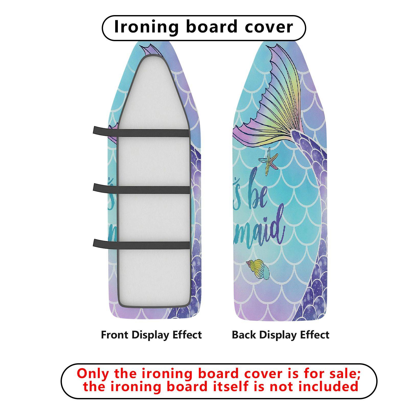 1-Piece Mermaid Tail Starfish Seashell  Ironing Board Cover, Universal Size, Without Board
