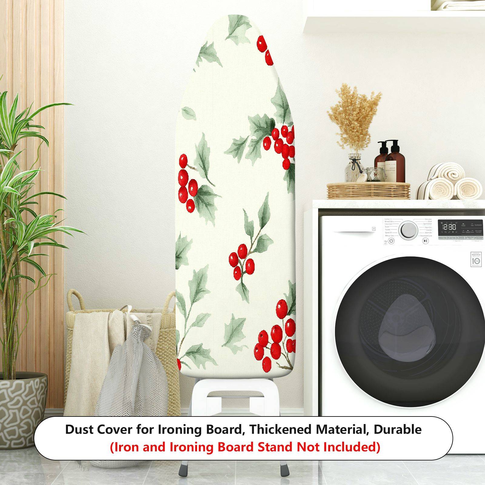 1-Piece Christmas Berry Holly  Ironing Board Cover, Universal Size, Without Board