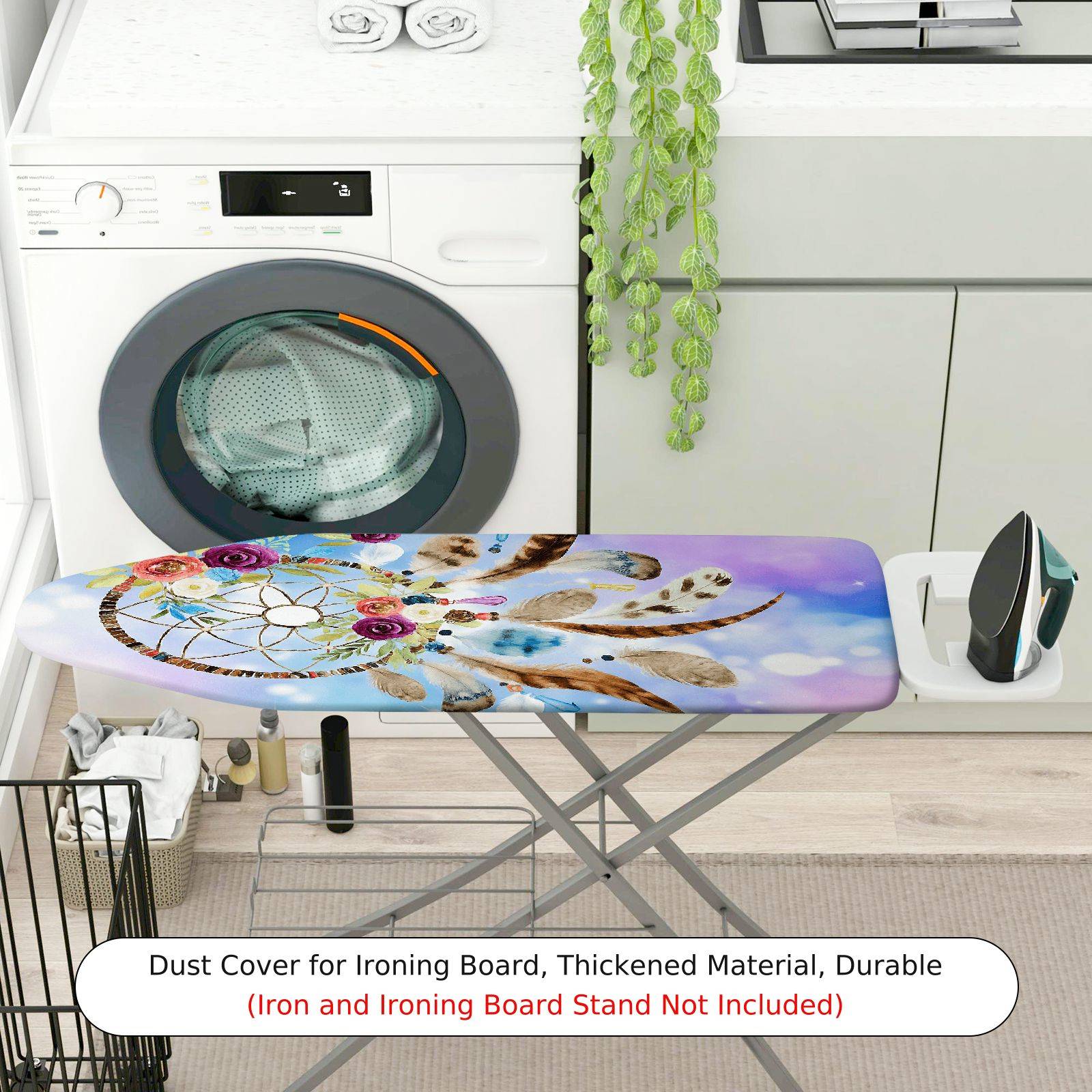 1-Piece Dreamcatcher Floral Feather  Ironing Board Cover, Universal Size, Without Board