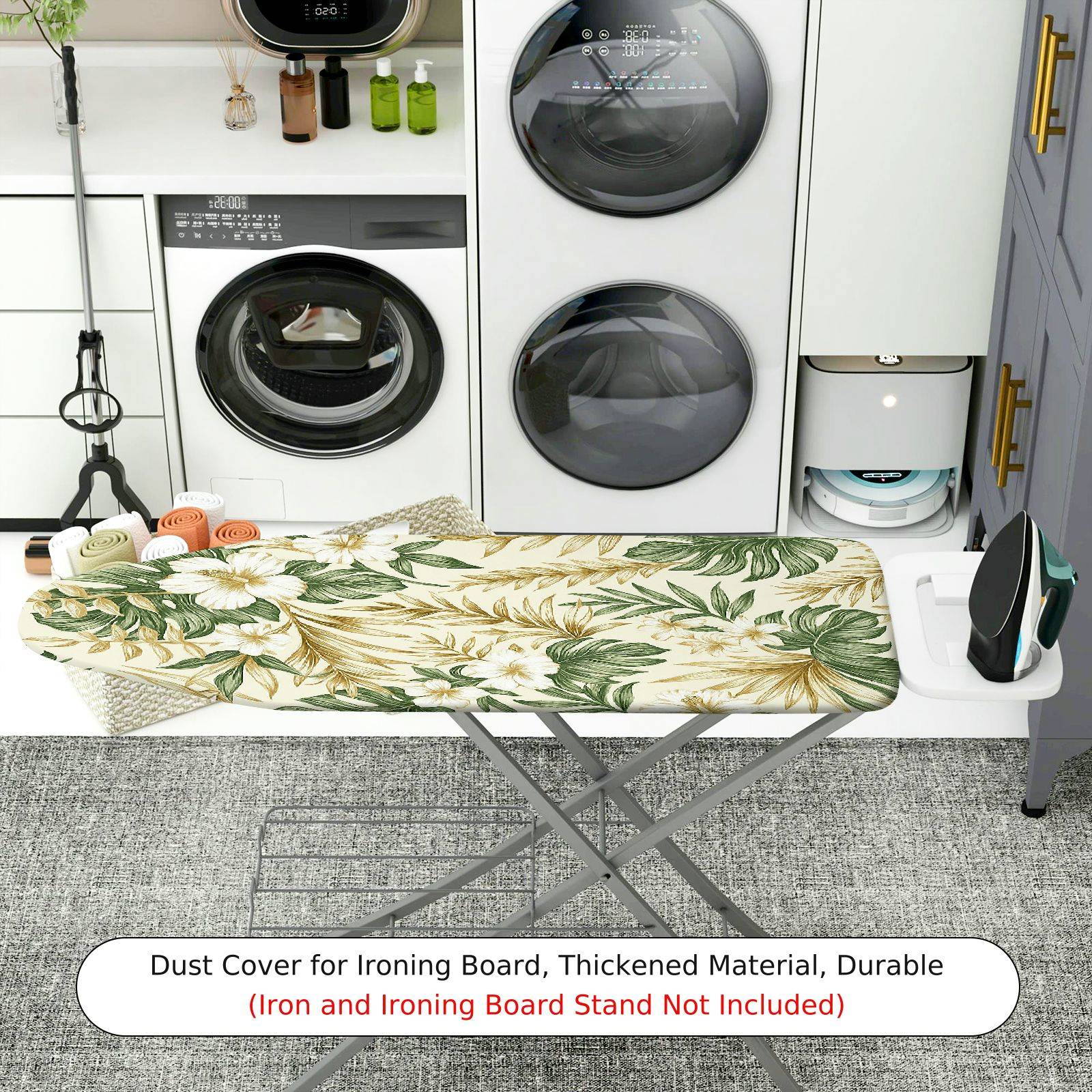 1-Piece Tropical Floral Leaf  Ironing Board Cover, Universal Size, Without Board