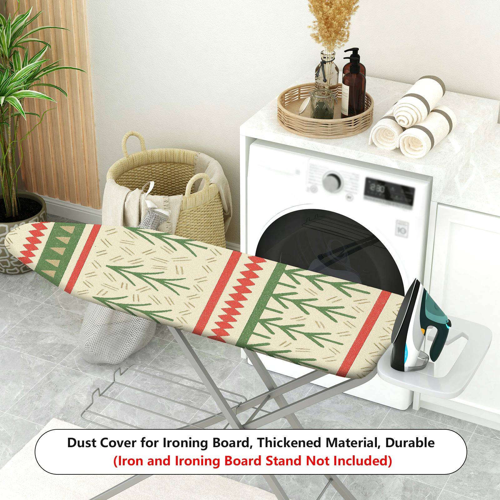 1-Piece Christmas Tree Nordic Red Green  Ironing Board Cover, Universal Size, Without Board