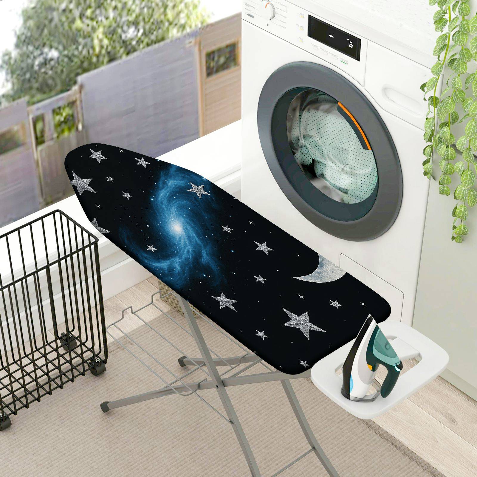 1-Piece Galaxy Moon Stars  Ironing Board Cover, Universal Size, Without Board