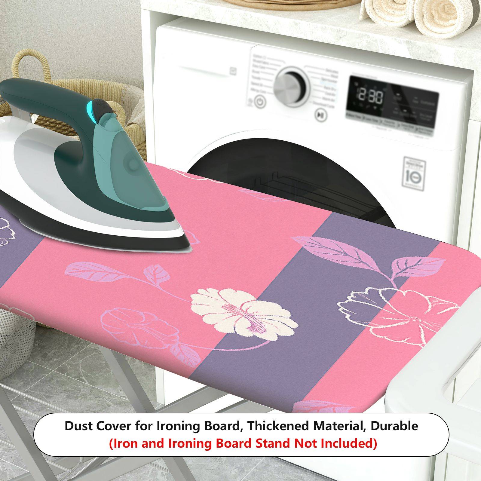 1-Piece Floral Striped Pink  Ironing Board Cover, Universal Size, Without Board