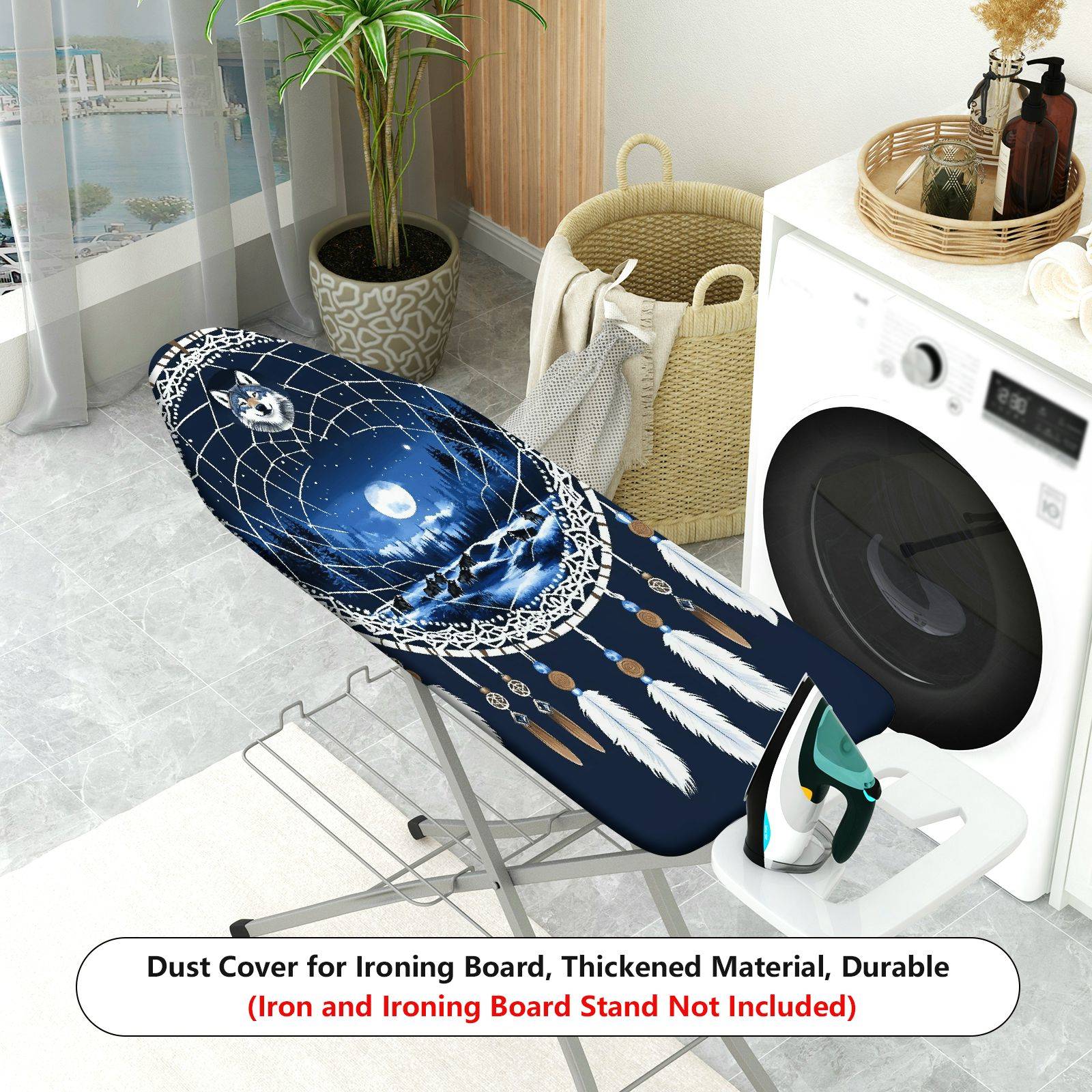 1-Piece Dreamcatcher Wolf Moonlight  Ironing Board Cover, Universal Size, Without Board