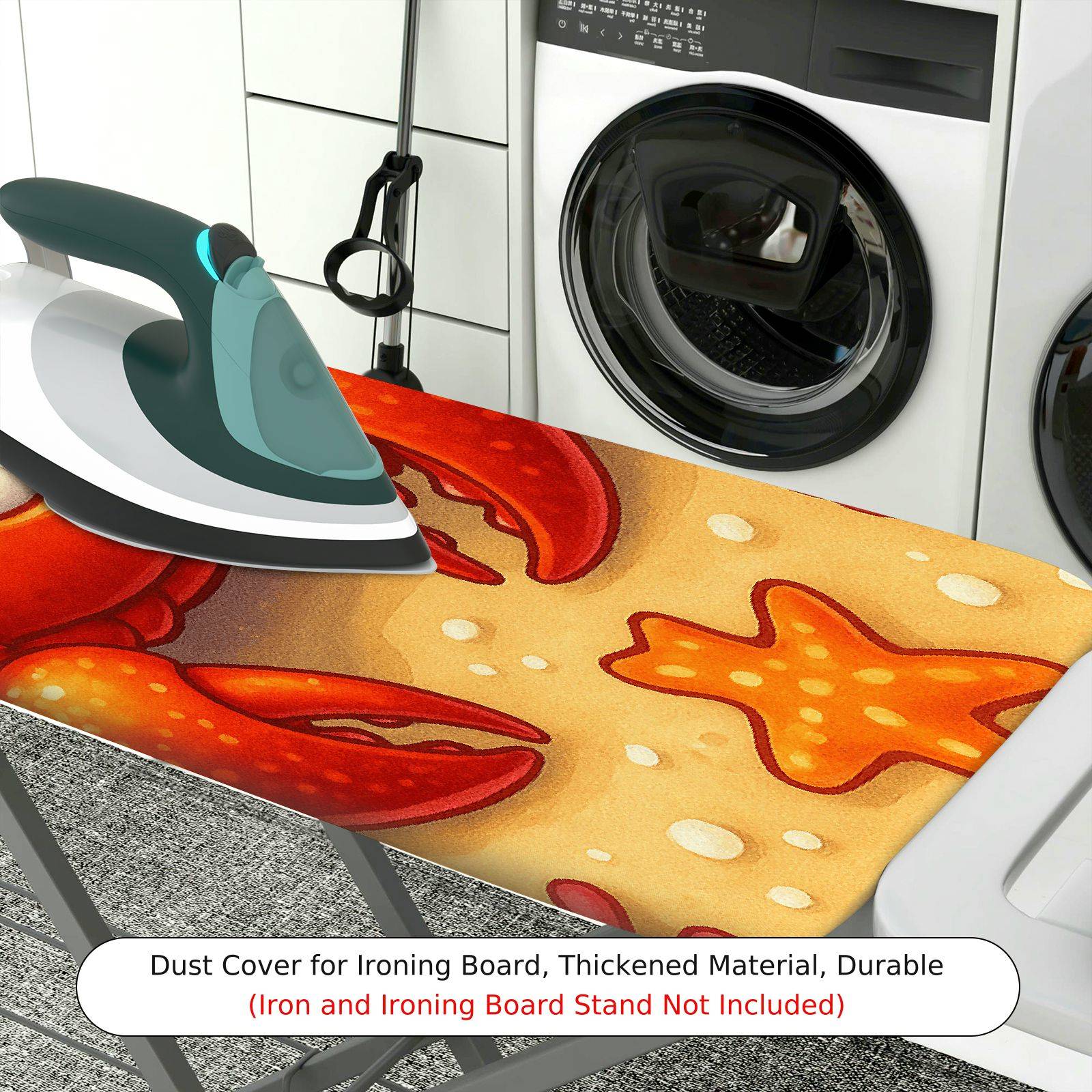 1-Piece Sea Crab Starfish  Ironing Board Cover, Universal Size, Without Board